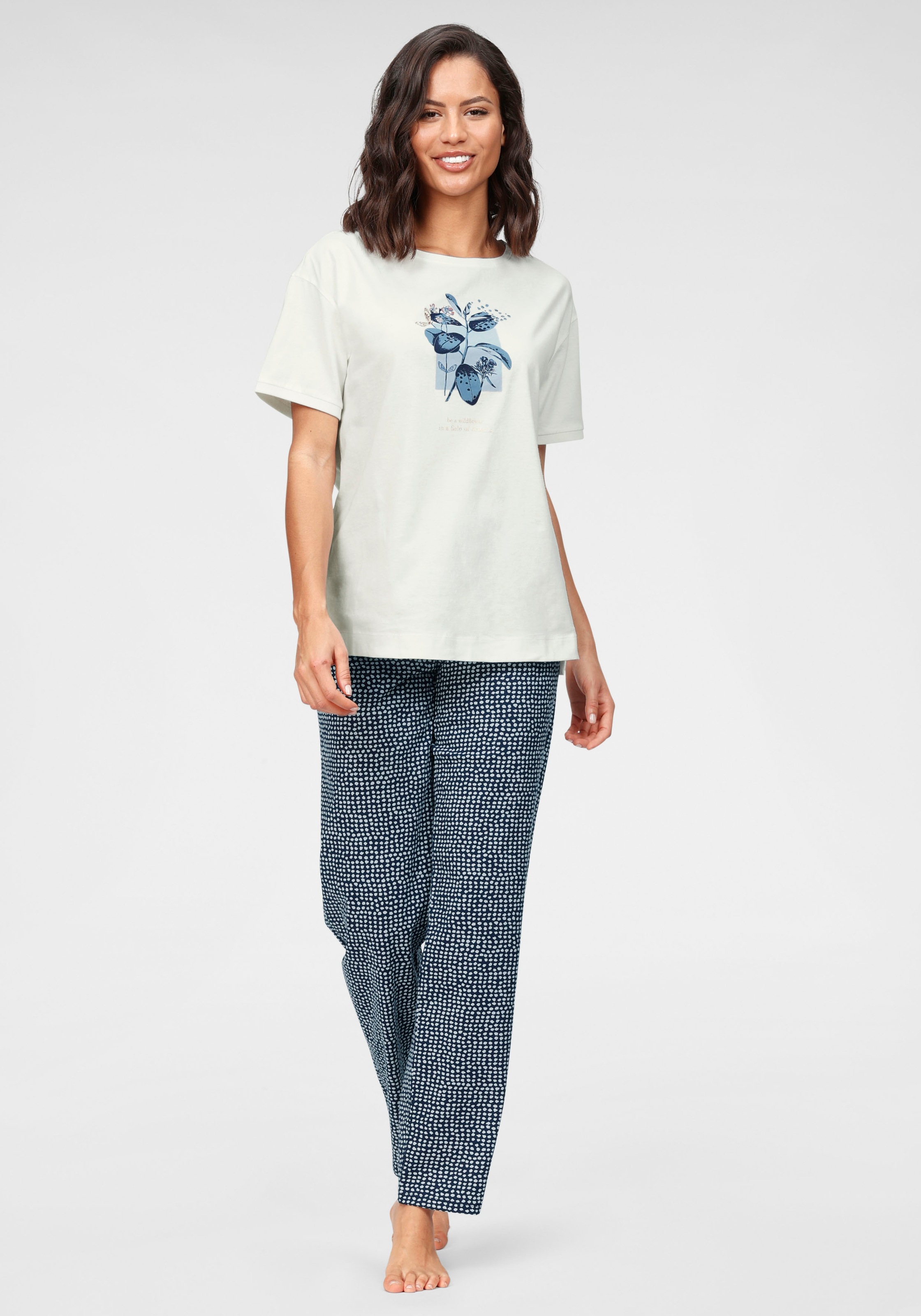 Image of Triumph Pyjama, mit Blätterdruck und gepunkteter Hose bei Ackermann Versand Schweiz