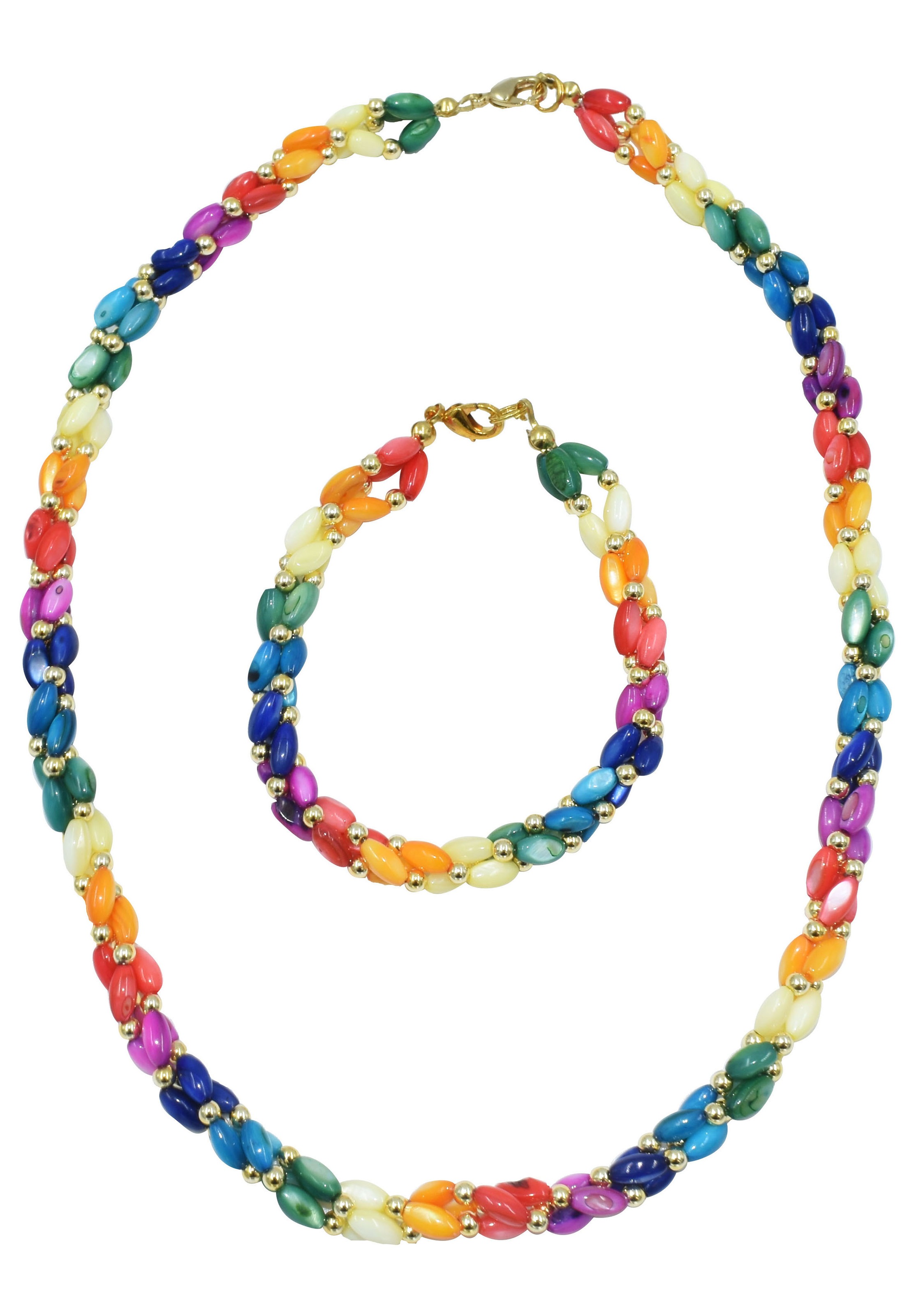 Image of Firetti Schmuckset »Kette und Armband,4 mm breit, vergoldfarbenet, farbveredelt«, (Set, 2 tlg.), mit Perlmutt bei Ackermann Versand Schweiz