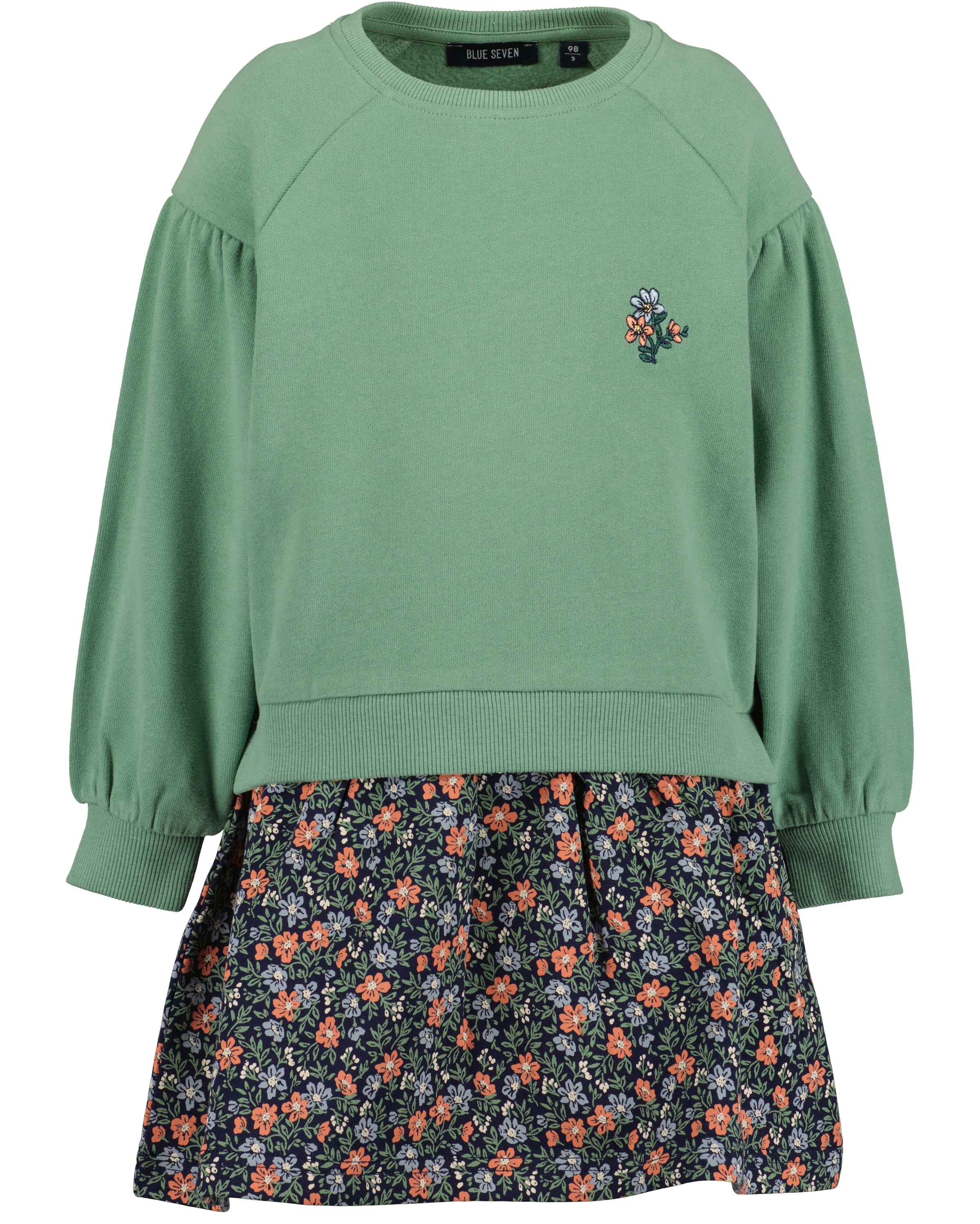 Image of Blue Seven Sweatkleid mit bedrucktem Rock und kleiner Stickerei auf der Brust