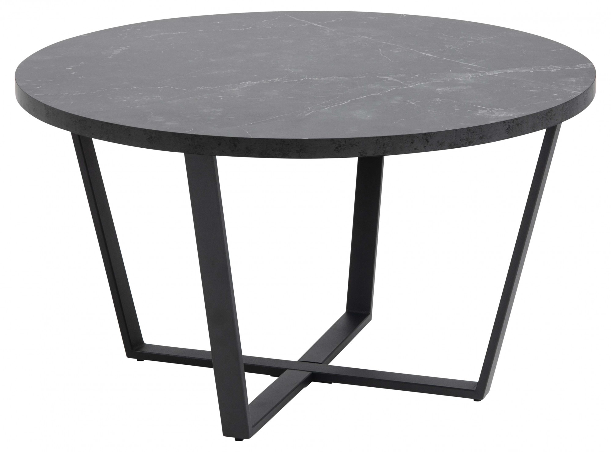 Image of ACTONA GROUP Couchtisch "Amble" 1 Stk. tlg. Couchtisch, Kaffetisch, Beistelltisch, Schwarz, Marmormuster, rund
