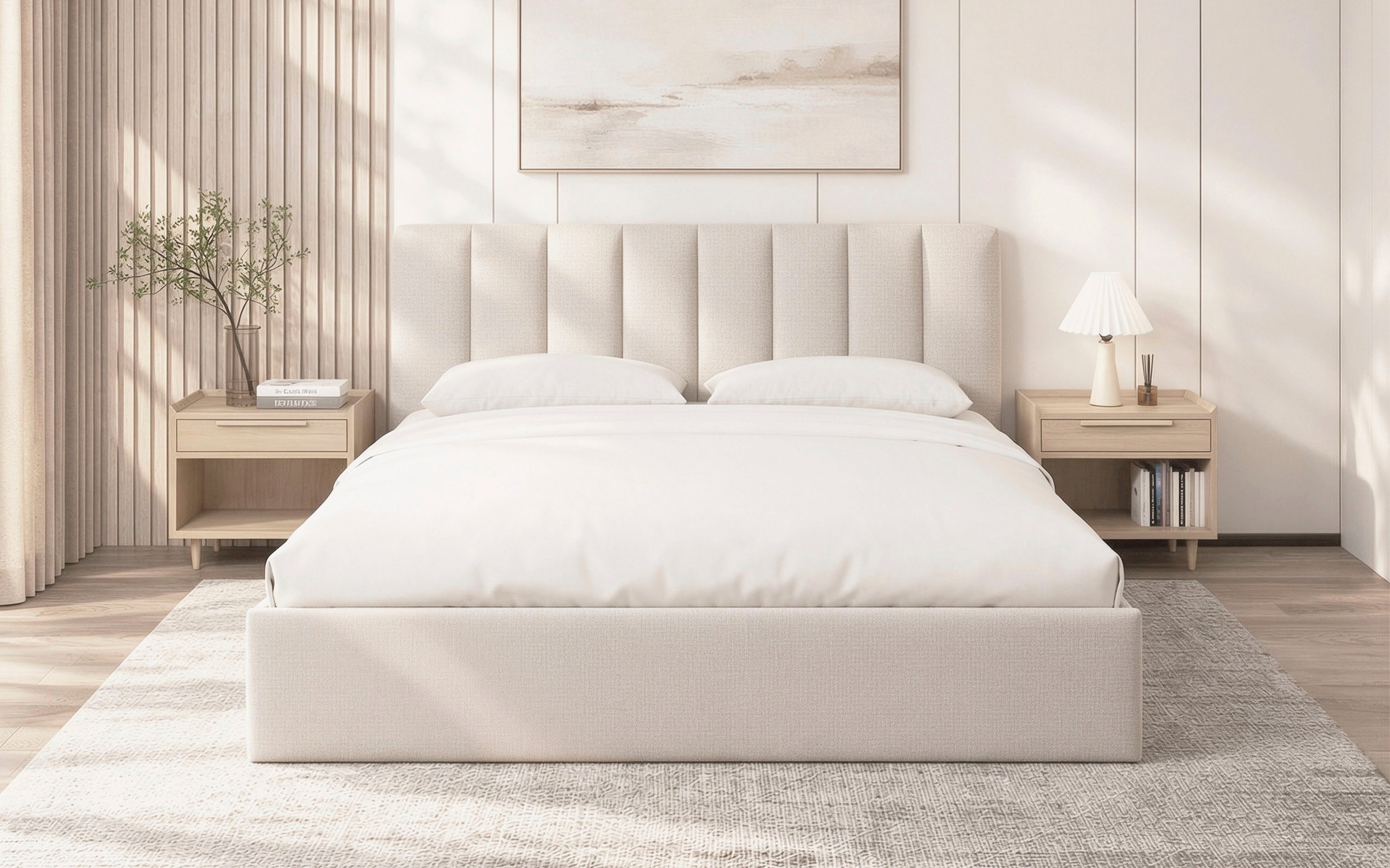 Image of GOODproduct Polsterbett "FEELLA, Bett wahlweise mit Lattenrost, Strukturstoff-Bezug" gepolstertes Kopfteil und Rahmen, Liegefläche 140x200/ 180x200 cm