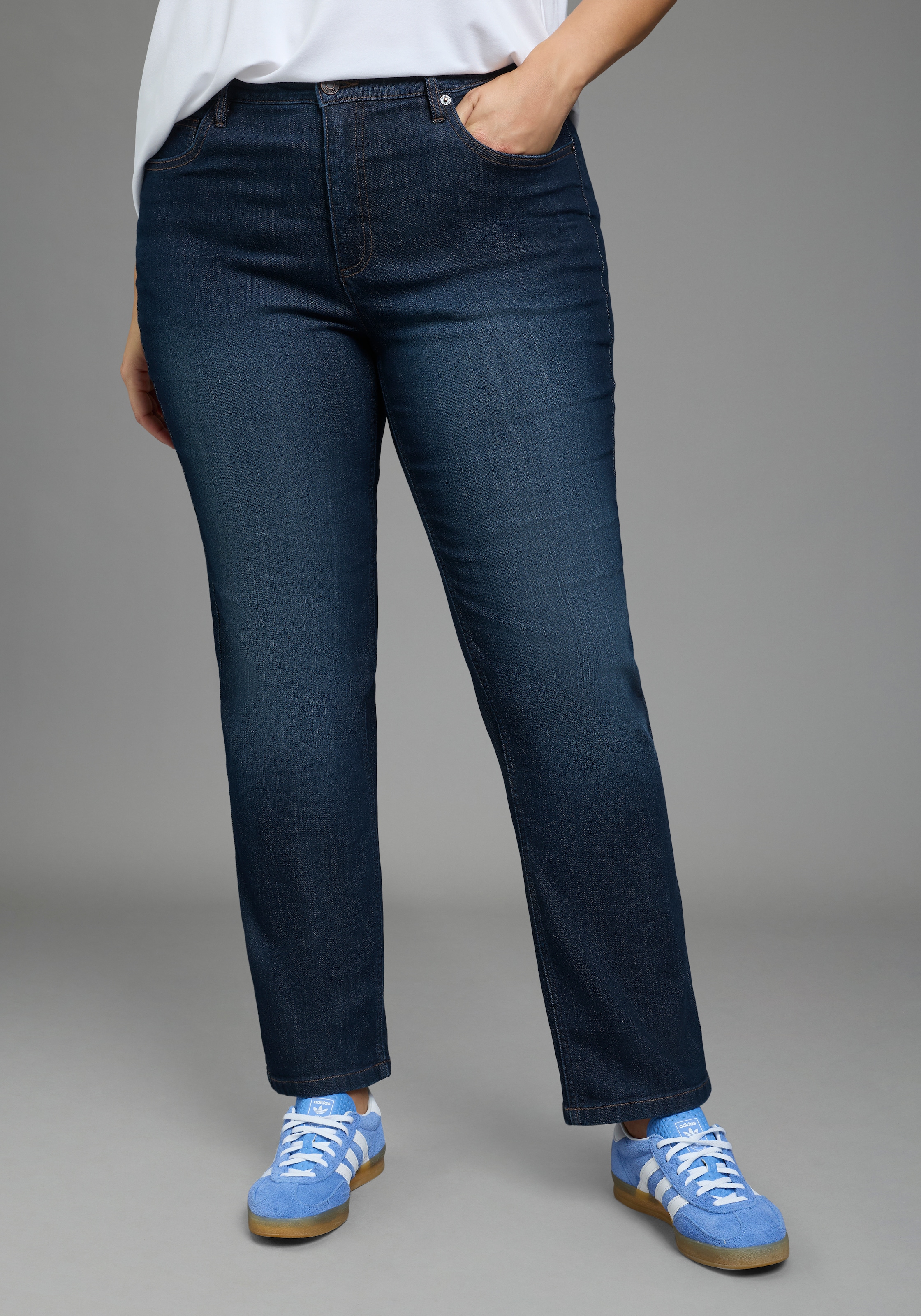 Image of Laura Scott CURVE Gerade Jeans "Grosse Grössen" Straight-Fit, gerader Beinverlauf, hohe Leibhöhe