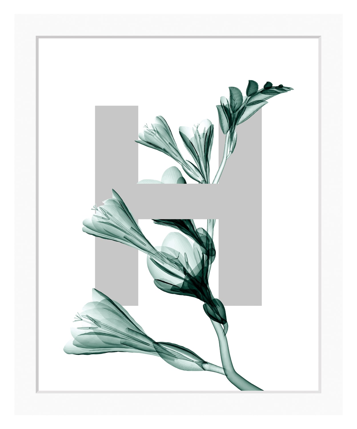 queence Bild »H-Flower«, Buchstaben, Blätter, gerahmt, Blume
