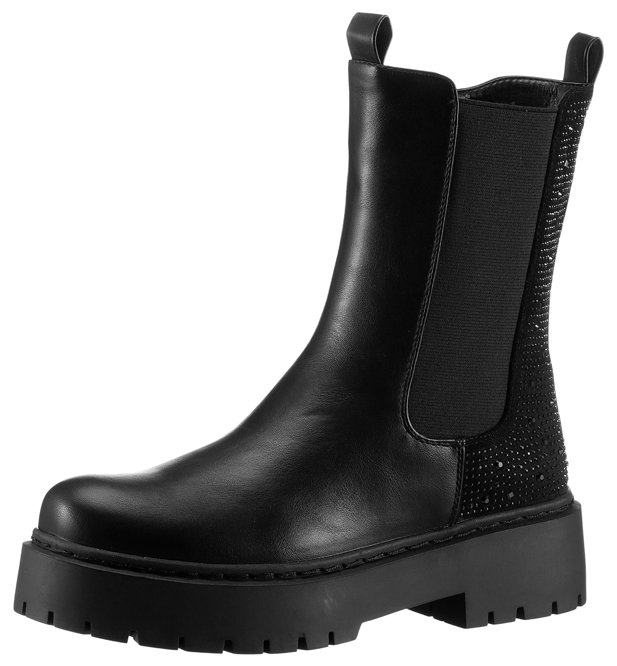 Image of Aniston SHOES Chelseaboots Schlupfboots, Plateaustiefelette, mit Glitzersteinen