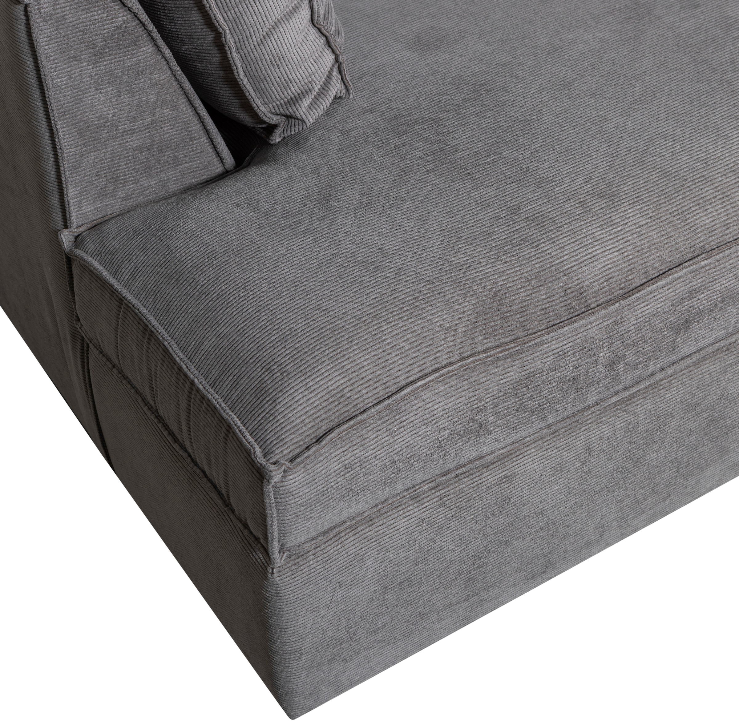 WOOOD Ecksofa »Thomas Rechts Bezug mit Steppnaht, H 92 x B 283 x D 197 cm« Tragkraft 400 kg, Losse Sitz- und Rückenkissen, Pfleiglicht
