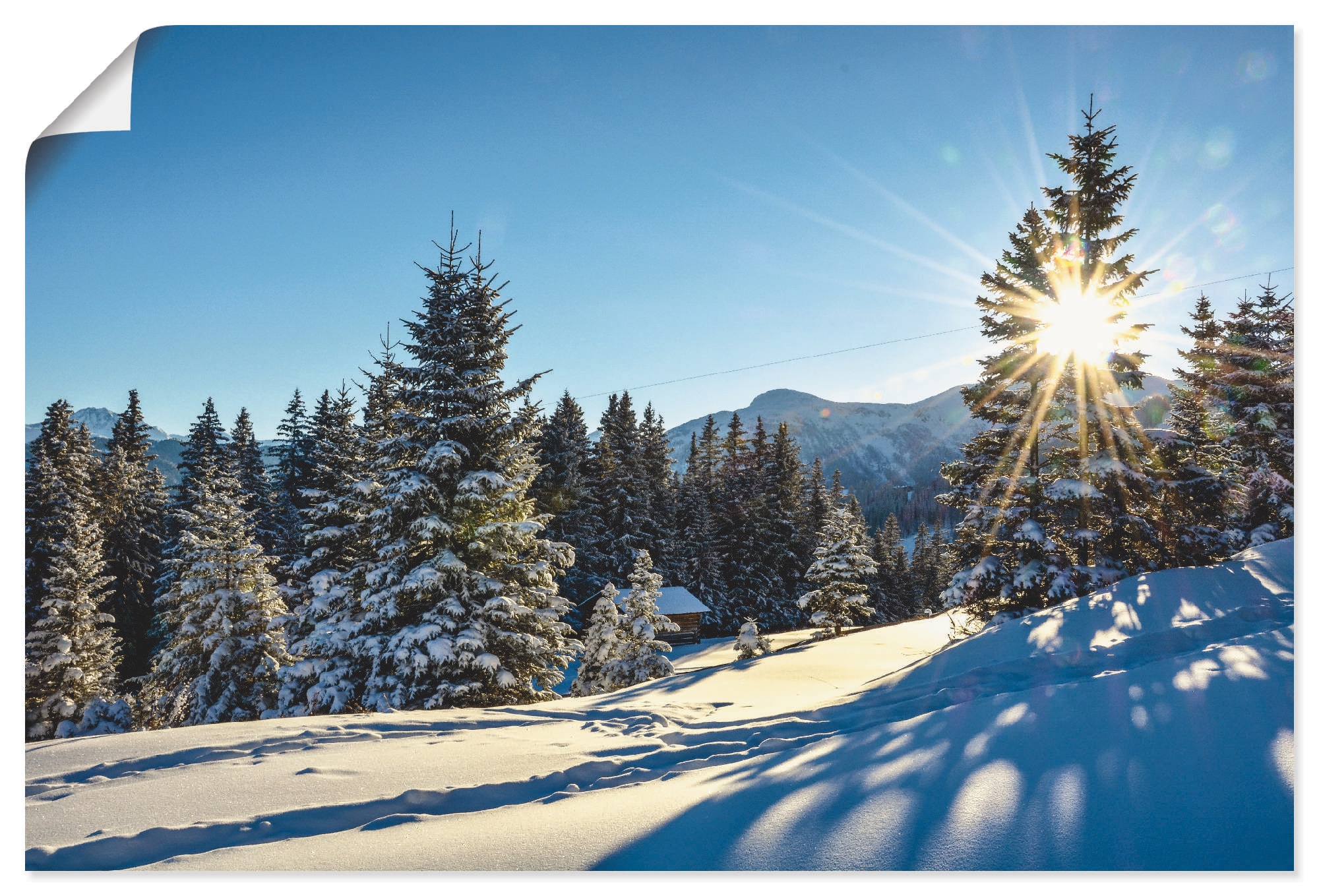 versch. »Winterlandschaft Wandaufkleber mit Leinwandbild, günstig Alubild, kaufen Artland in Sonnenstern«, (1 Wandbild Grössen Poster Berge, oder als St.),