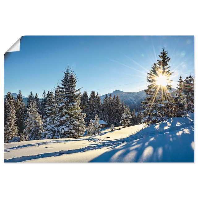 Artland Wandbild »Winterlandschaft mit Sonnenstern«, Berge, (1 St.), als  Alubild, Leinwandbild, Wandaufkleber oder Poster in versch. Grössen günstig  kaufen