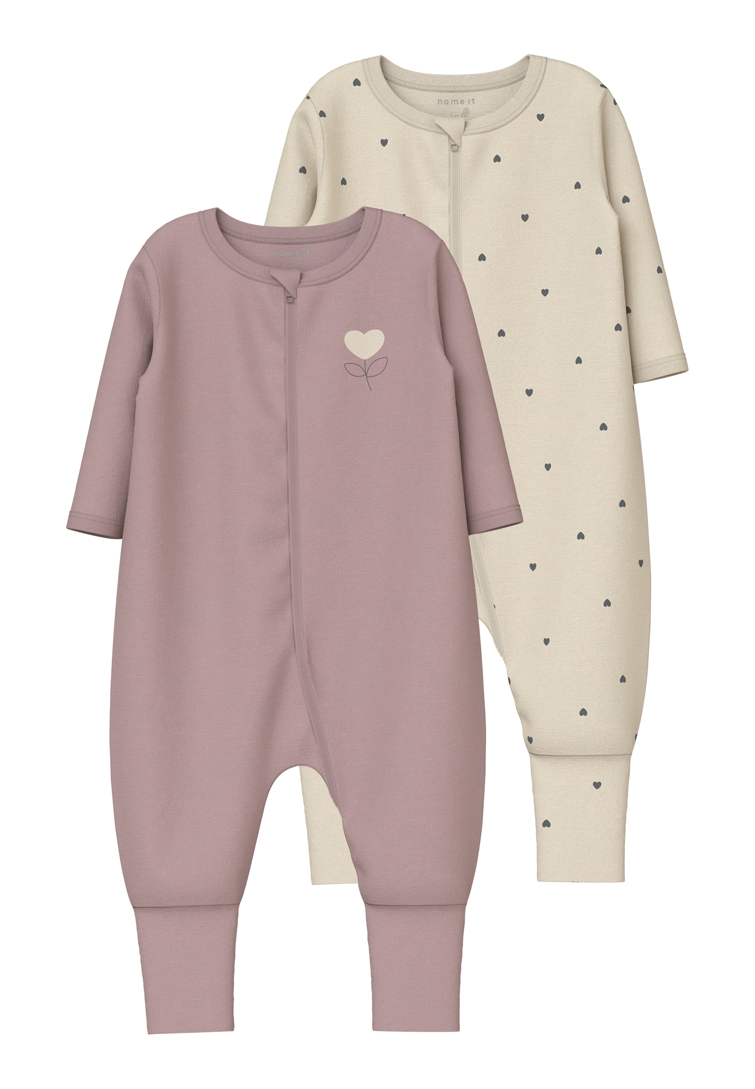 Name It Pyjama »NBFNIGHTSUIT 2P ZIP FF HEART NOOS«, (Packung, 2 tlg.)