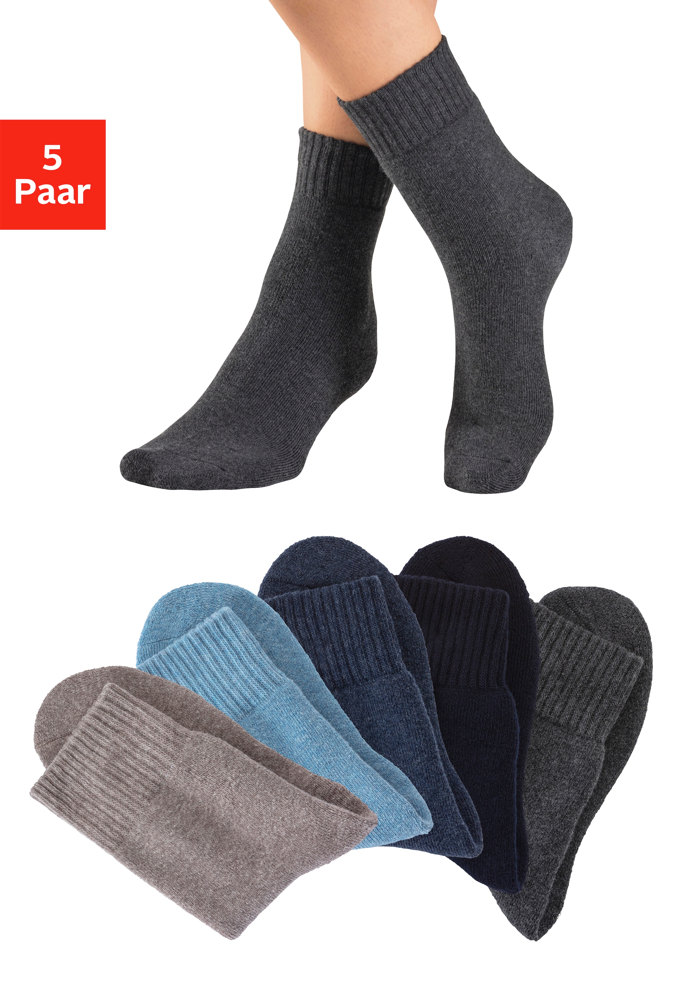 Image of Lavana Basicsocken Packung, 5 Paar tlg. Thermosocken mit Vollfrottee