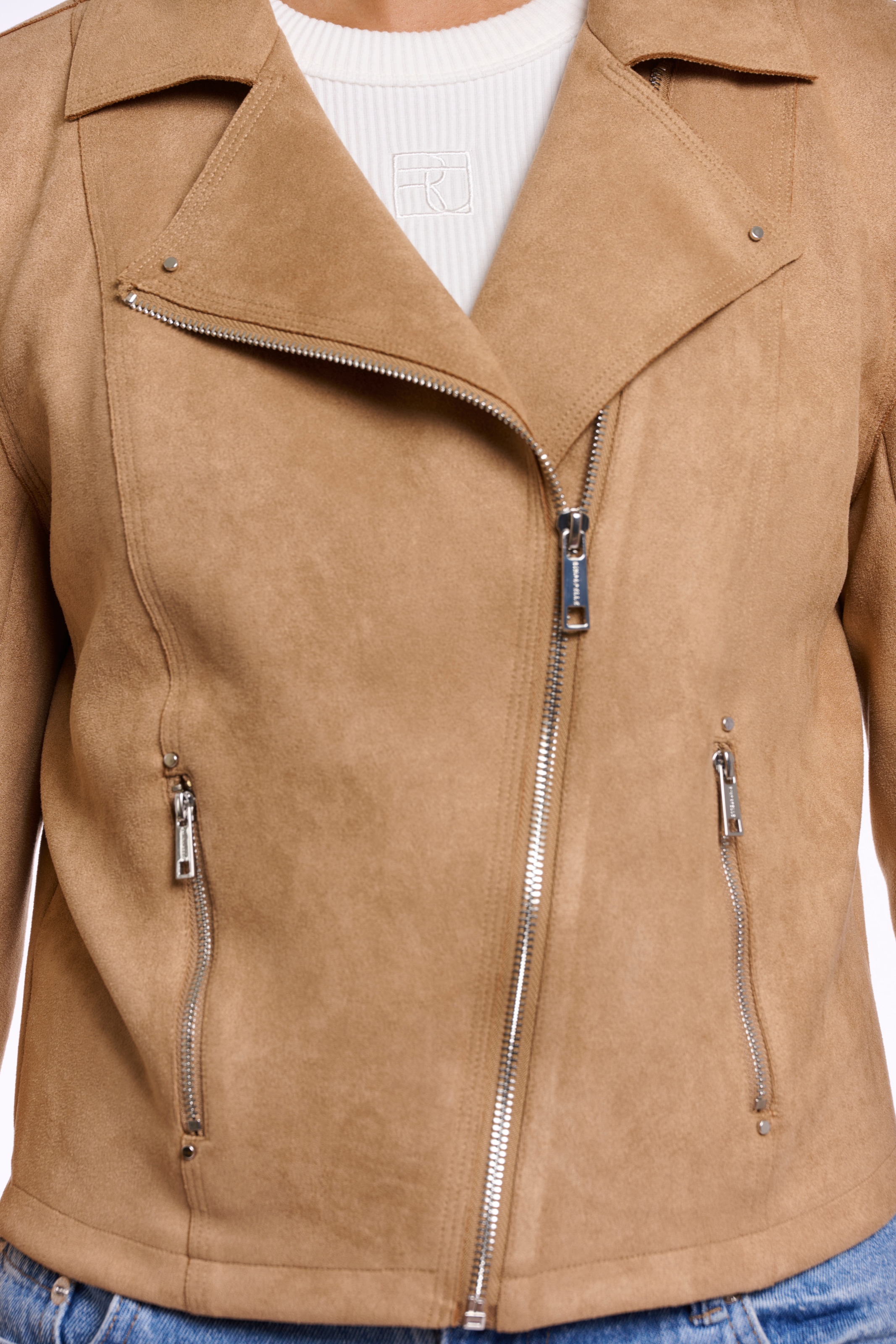 Rino & Pelle Veste de motard »INE« ohne Kapuze mit schrägem Reissverschluss und Reverskragen