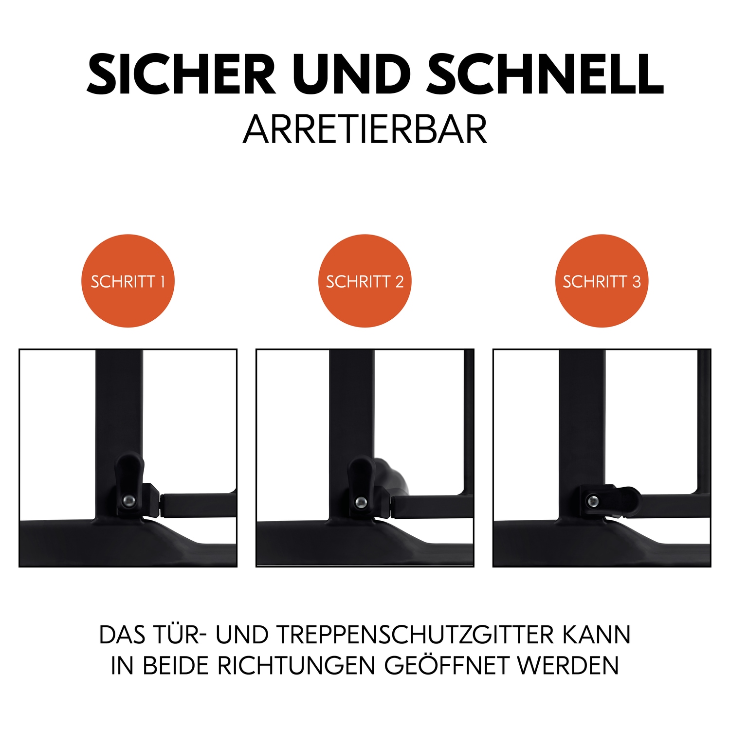 Hauck Türschutzgitter »Clear Step 2, Black« auch als Treppenschutzgitter verwendbar; 75-80 cm, flacher Durchgang