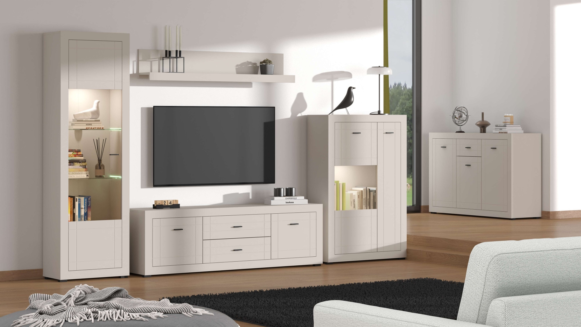 Home affaire Sideboard »Warwick Kombikommode, Schrank, Schubladenkommode« Modernes Sideboard: Kaschmir, 3 Türen & 1 Schublade, Heissfolienprägung