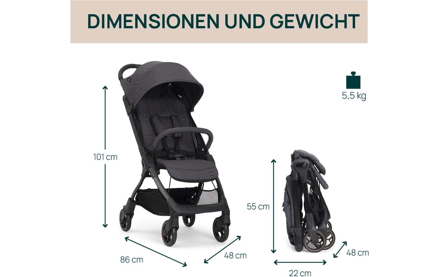 Chicco Poussette pour enfants »Aero-We Sportwagen Ebony« 22 kilos