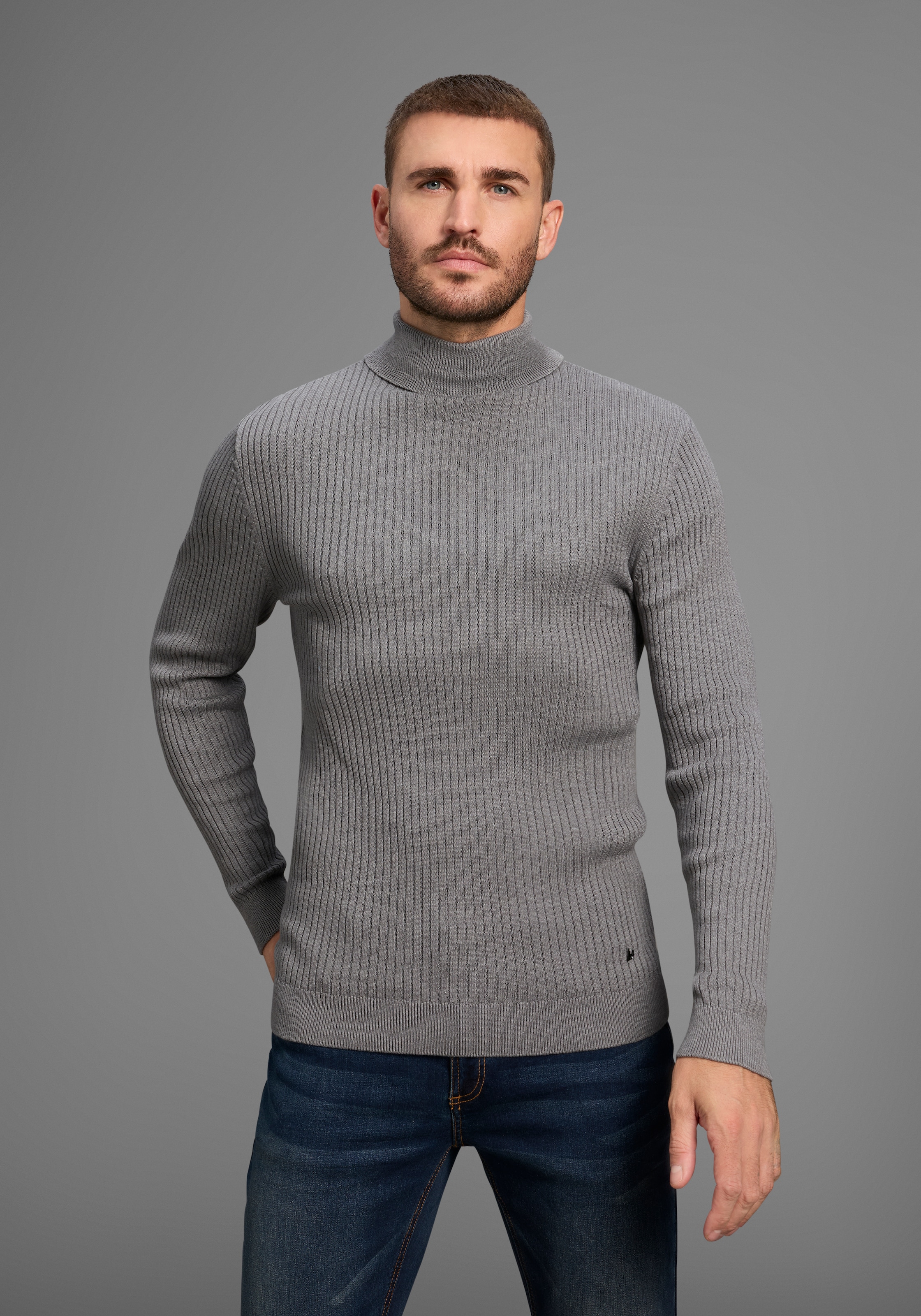 Bruno Banani Rollkragenpullover, in Rippenqualität