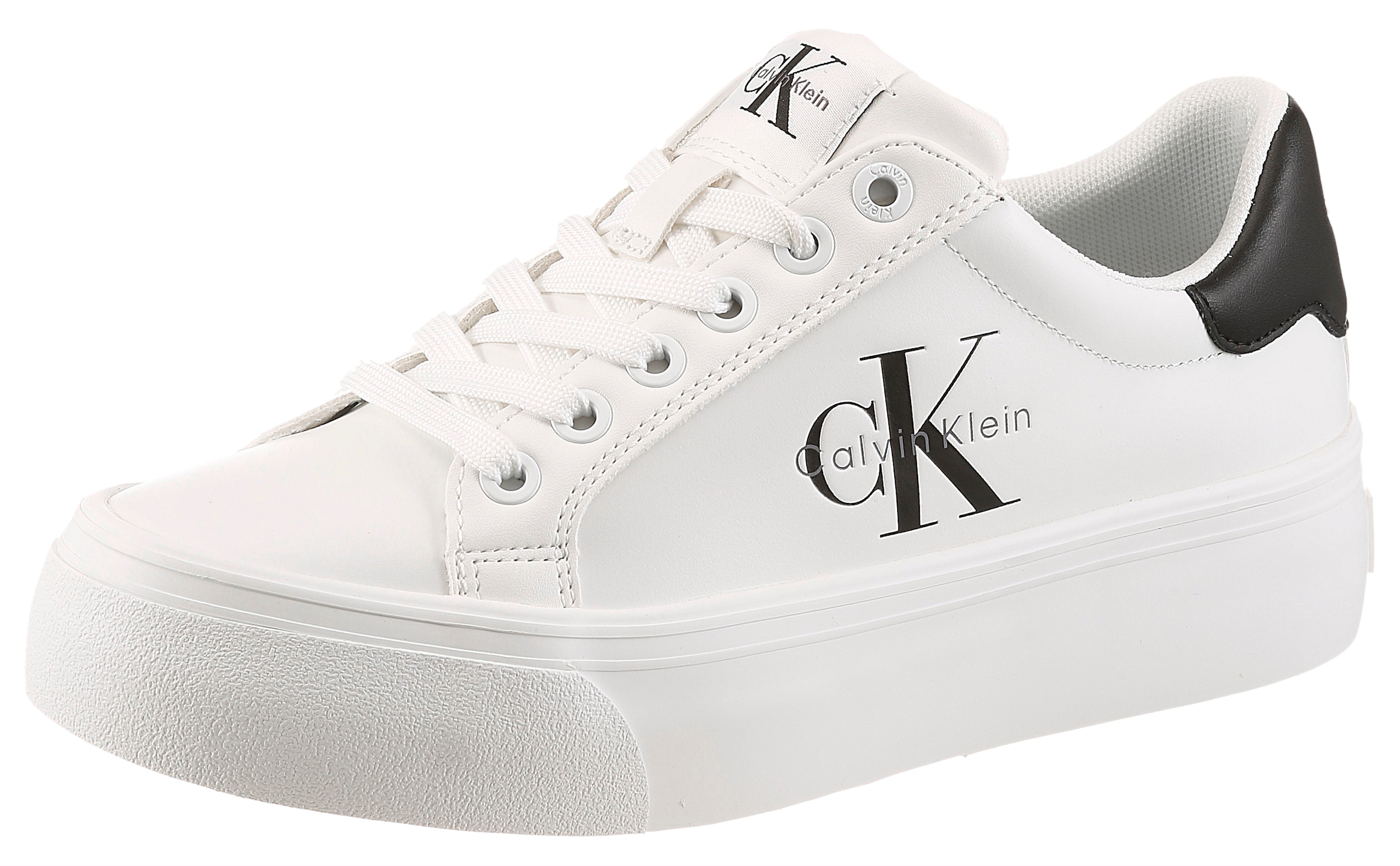 Image of Calvin Klein Plateausneaker "VULC FLATFORM LACEUP LOW LTH" Schnürschuh, Halbschuh, Freizeitschuh mit seitlichem Logoschriftzug