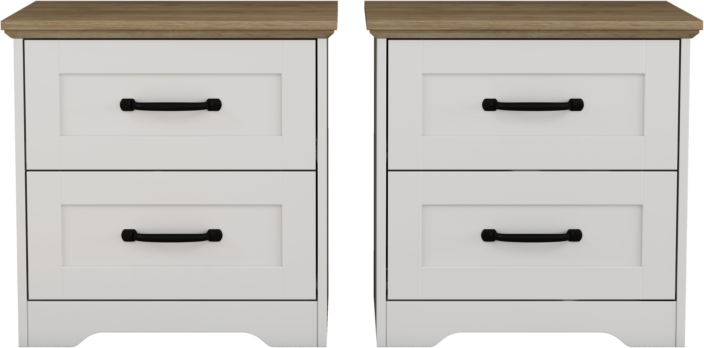 Image of GOODproduct Nachtkommode "Emmilia Nachttisch Set im Landhaus Design" Schlafzimmer Kommoden Nachschrank im 2er Set, 2 Stk. tlg. 2 Schubladen je Nachttisch - viel Stauraum im Schlafzimmer
