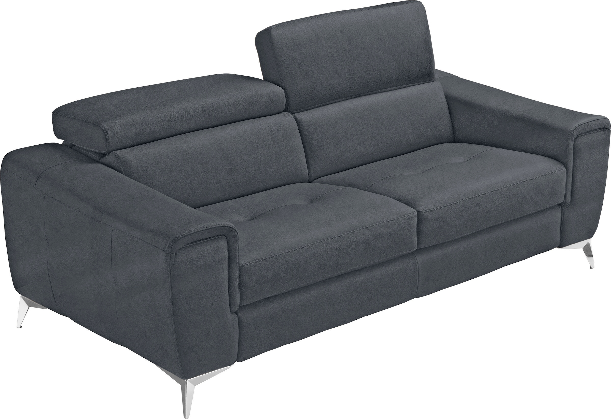 Image of Egoitaliano 2,5-Sitzer "Francine, Designsofa, Loungesofa, Breite 213 cm, Fussfarbe chrom" Designfuss, Luxus-Microfaser BLUSH, charcoal