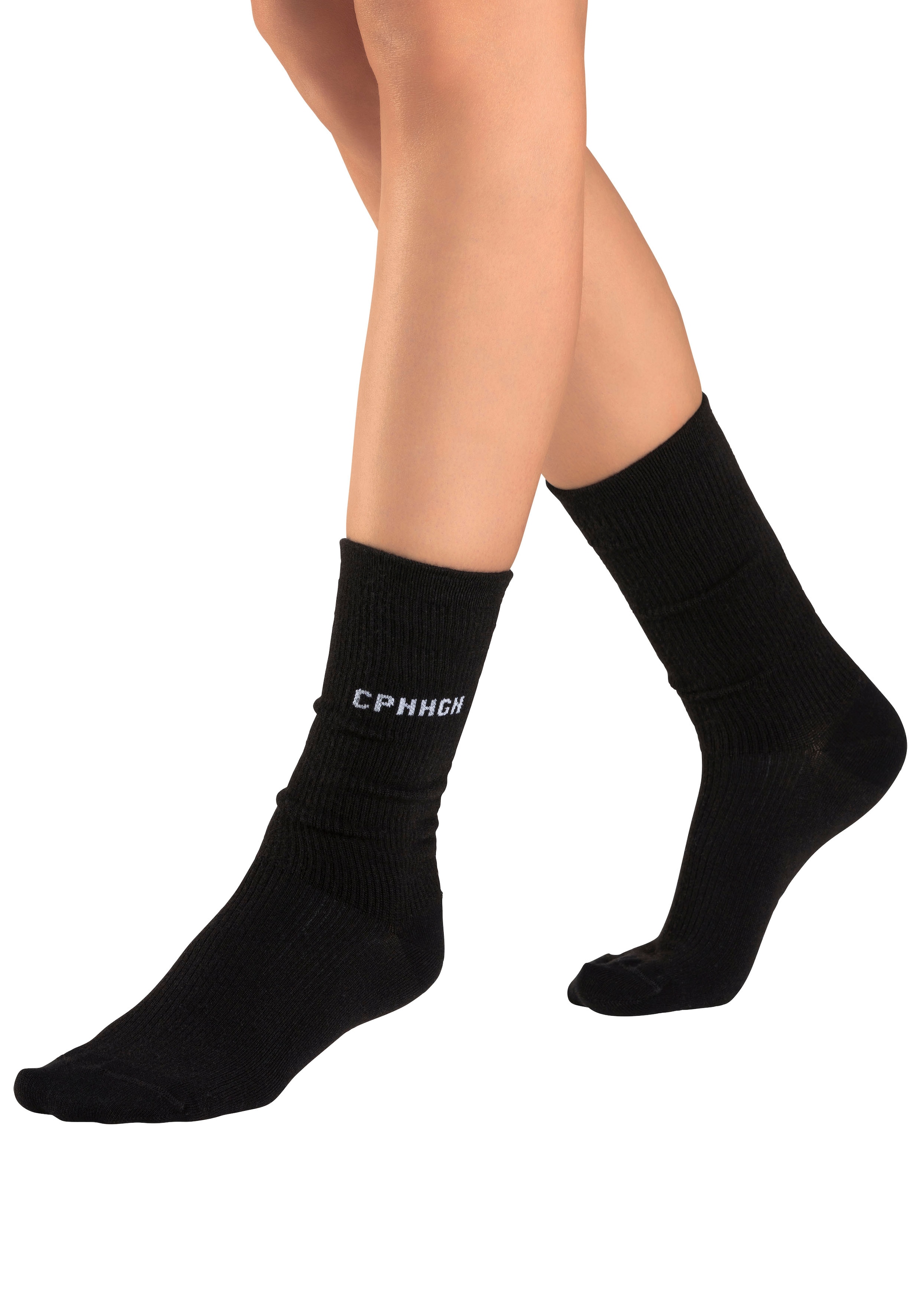 Copenhagen Studios Chaussettes basiques Packung, 3 Couple tlg. mit Rippstruktur und Stickerei