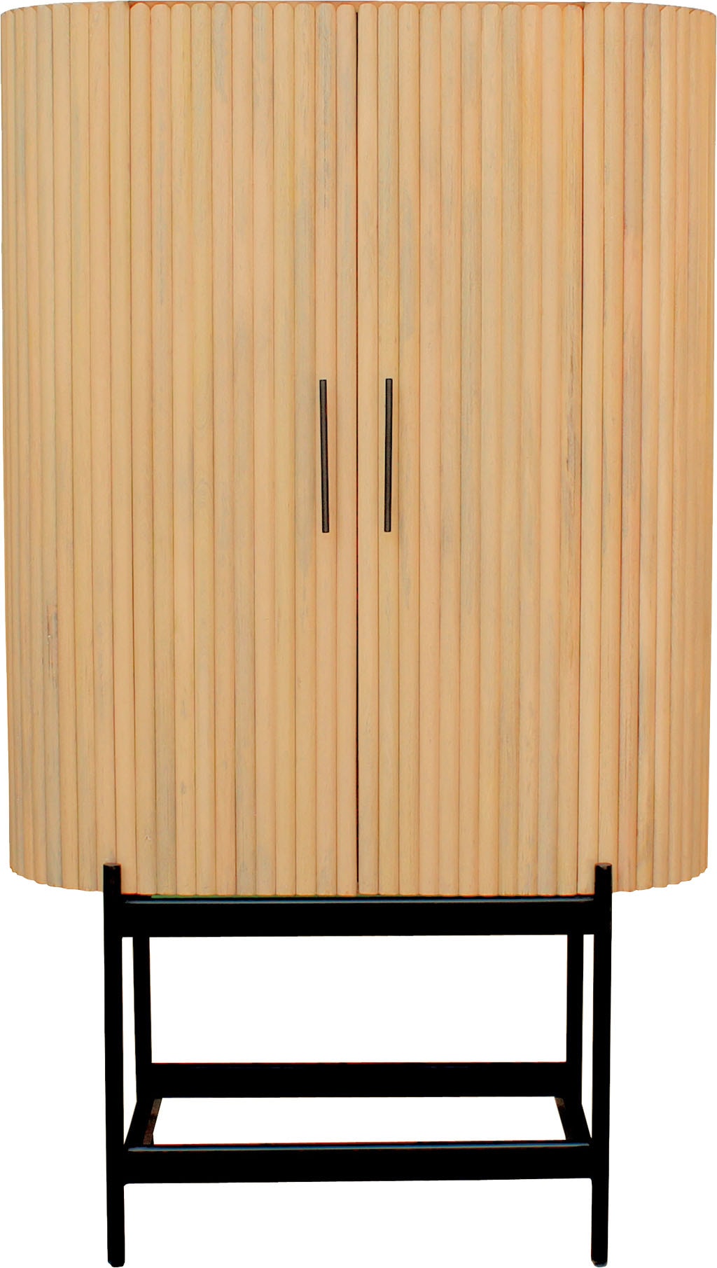 SIT Mehrzweckschrank »Rovinj aus Mangoholz mit Lamellen-Design & Metallfüssen« 1 Stk. tlg. 2 Türen, 3 Fächer & 52 cm hohe schwarze Metallfüsse