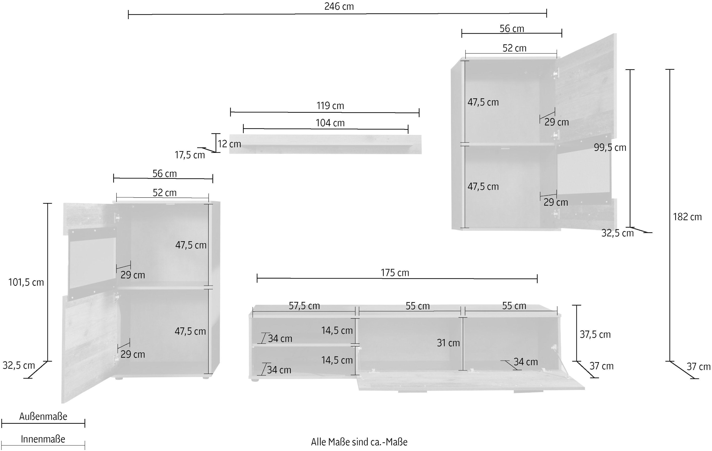 Home affaire Wohnwand »Mansfield«, (4 St.)