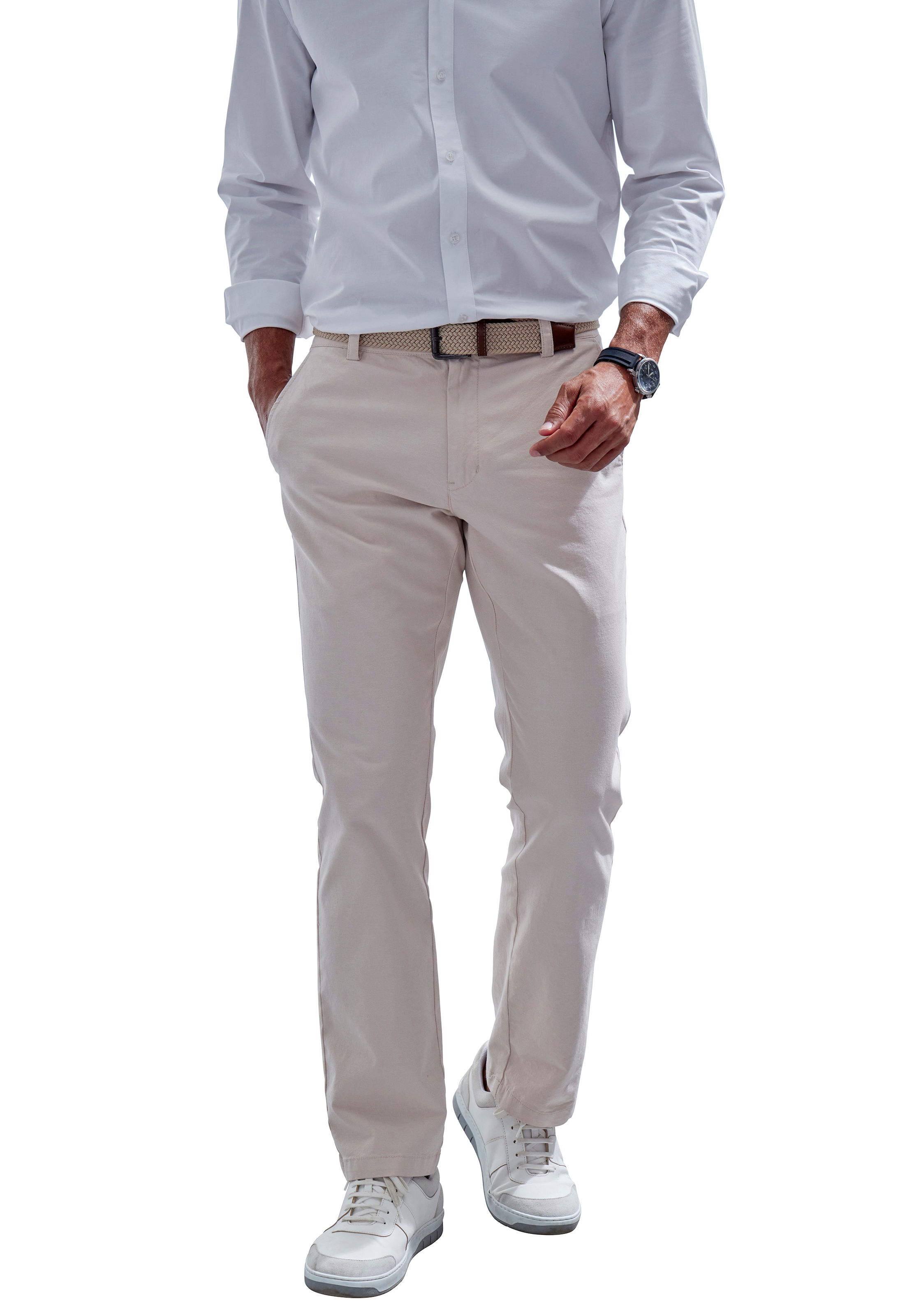 John Devin Chinohose »regular-fit, lange Oxford Hose«, aus elastischer Baumwoll-Qualität