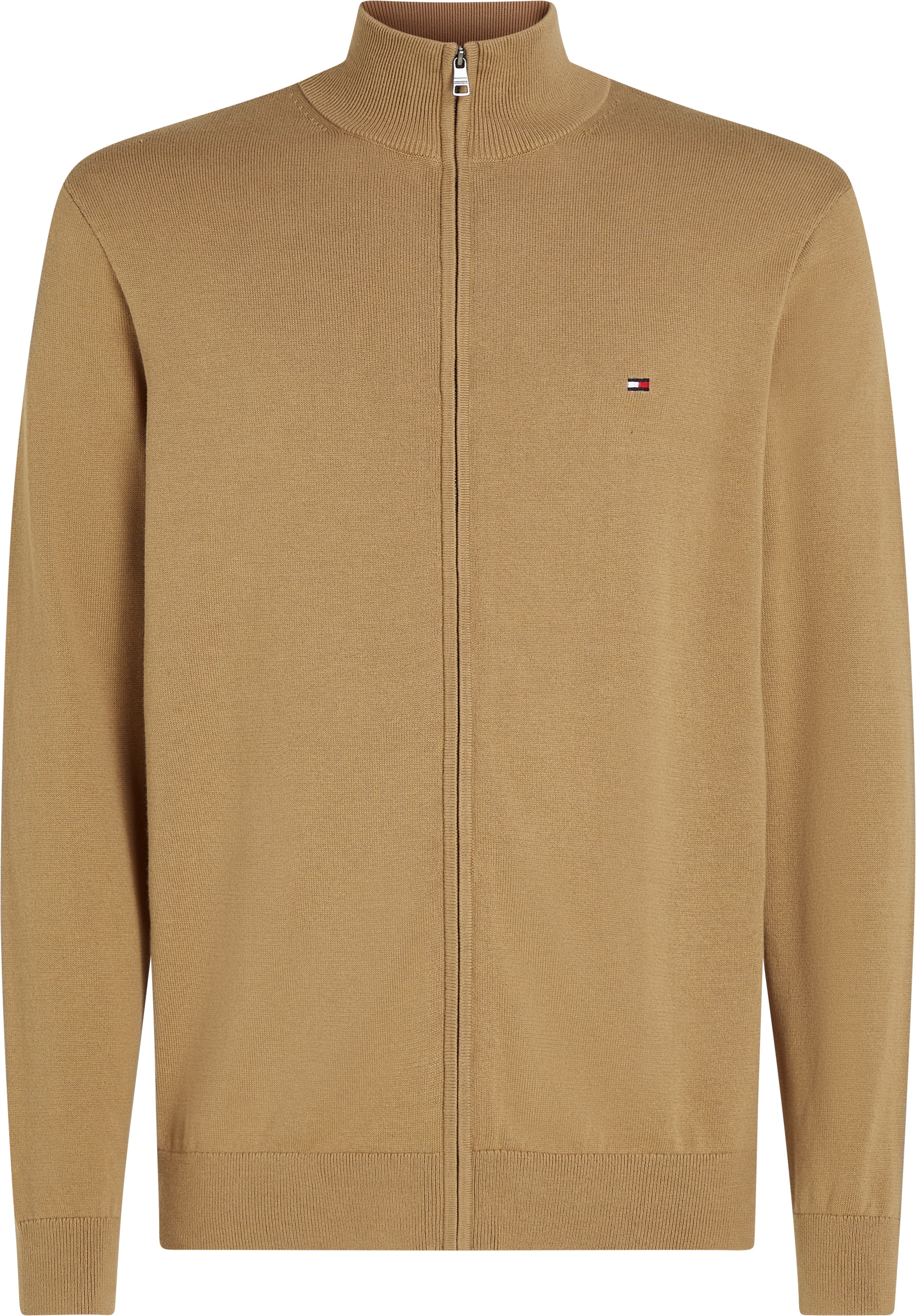 TOMMY HILFIGER Big & Tall Strickjacke »BT-ESSENTIAL COTTON ZIP THRU-B«, in Grossen Grössen, Logostickerei