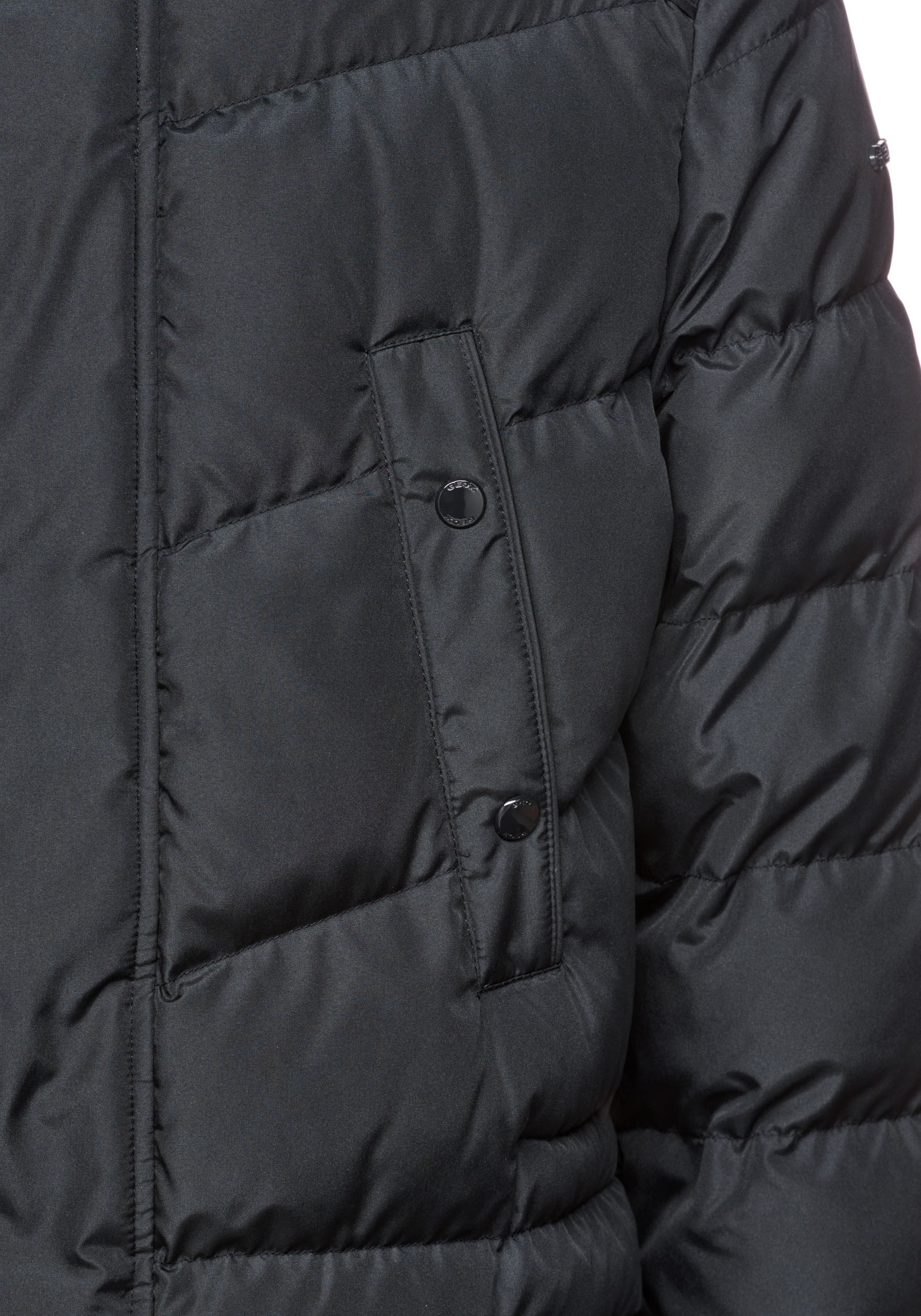 Geox Langjacke »LEITAN«, mit Kapuze, mit Kapuze, 4 Taschen, verdeckter Reissverschluss + Drucker