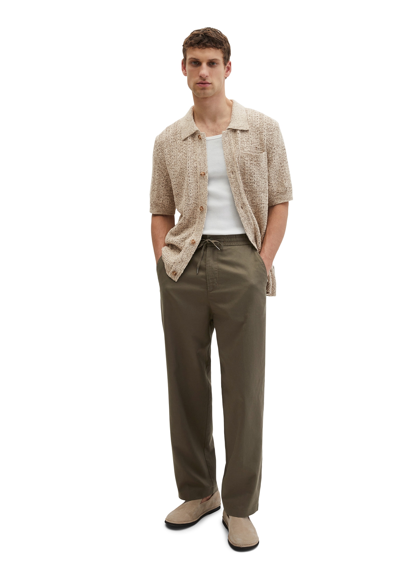 Marc O'Polo Chinos »DFB Travel Collection«  modèle Mossbo Jogger wide en mélange TENCEL™ Lyocell - lin