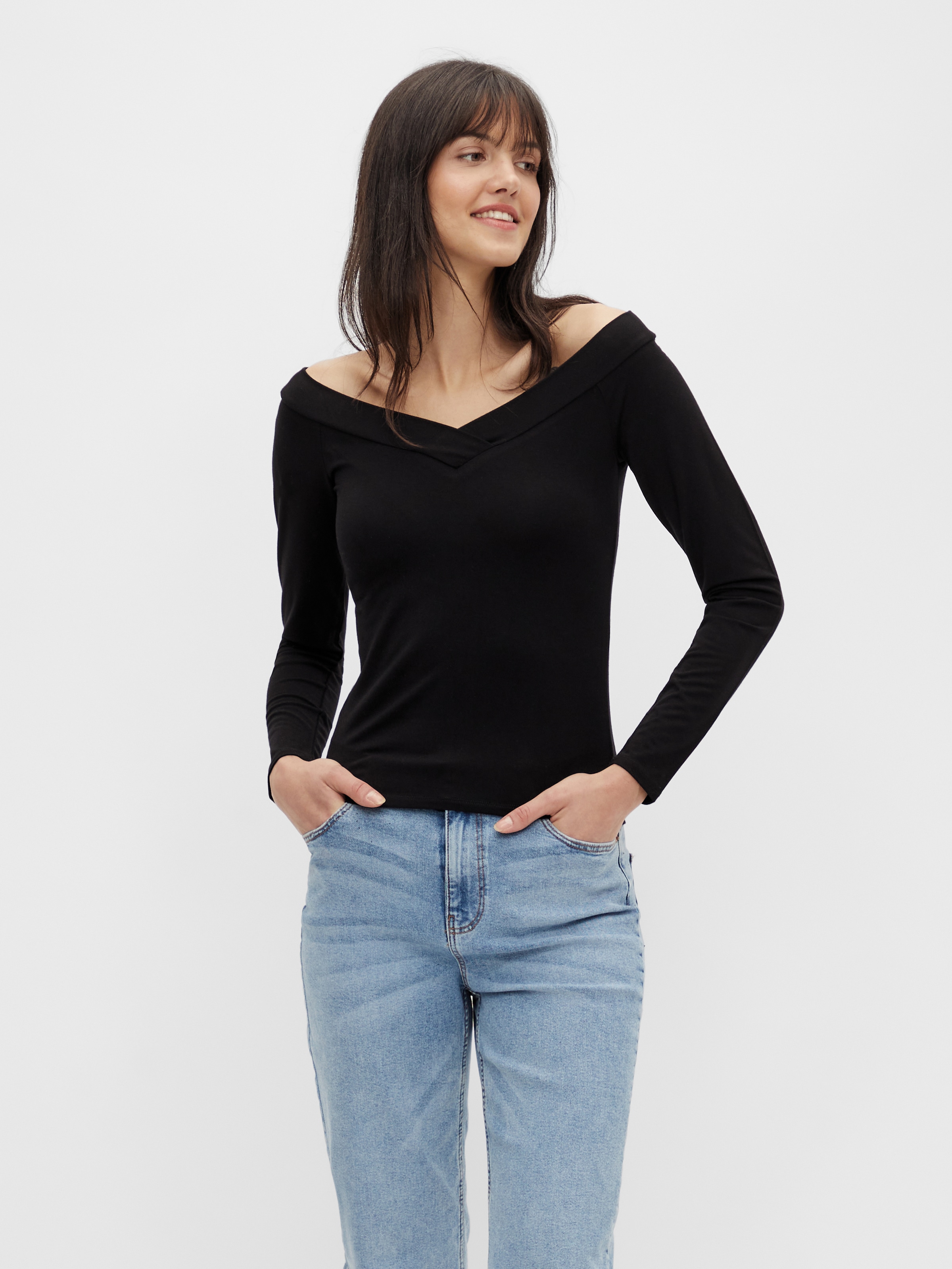 Langarmshirt »PCMALIVA LS OFF SHOULDER V-NECK TOP NOOS«