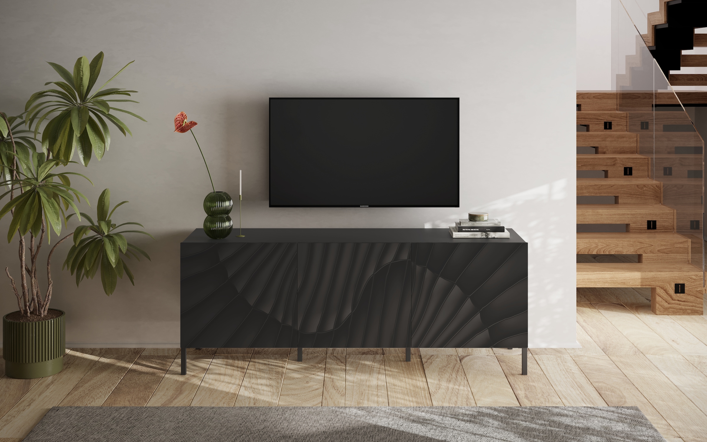 INOSIGN Lowboard »Snake Breite 181 cm, modernes TV-Board mit 3 Türen, TV-Möbel,«, TV-Kommode, TV-Schrank, Front mit besonderem Siebdruck