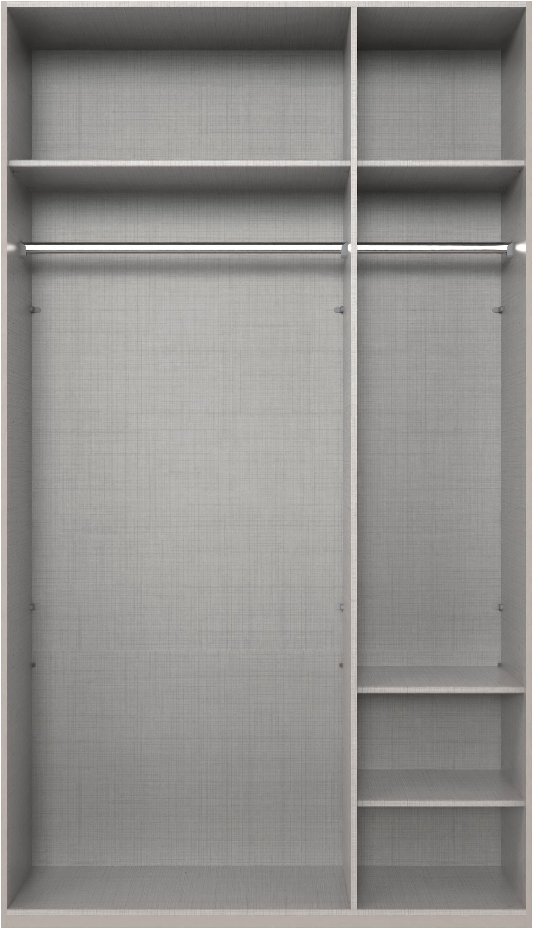 Wimex Kleiderschrank »Mugano,in 8 Breiten,3 Höhen,2 Tiefen, viele Farben, Made in Germany«, (in Basic oder Premium Ausstattung mit 2 weiteren Einlegeböden), mit langen Griffstangen aus Metall, wahlweise mit oder ohne Spiegel