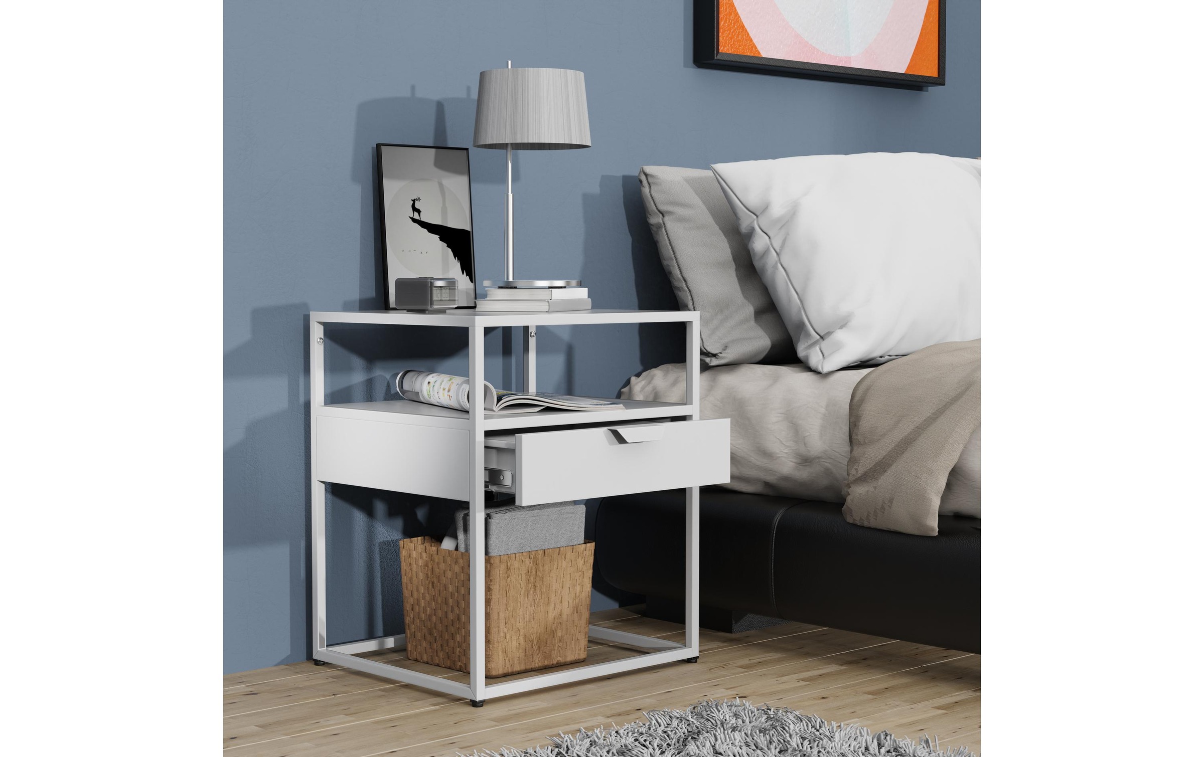 VCM »VCM Nachttisch Flokas M 45 x 55 cm, Weiss«