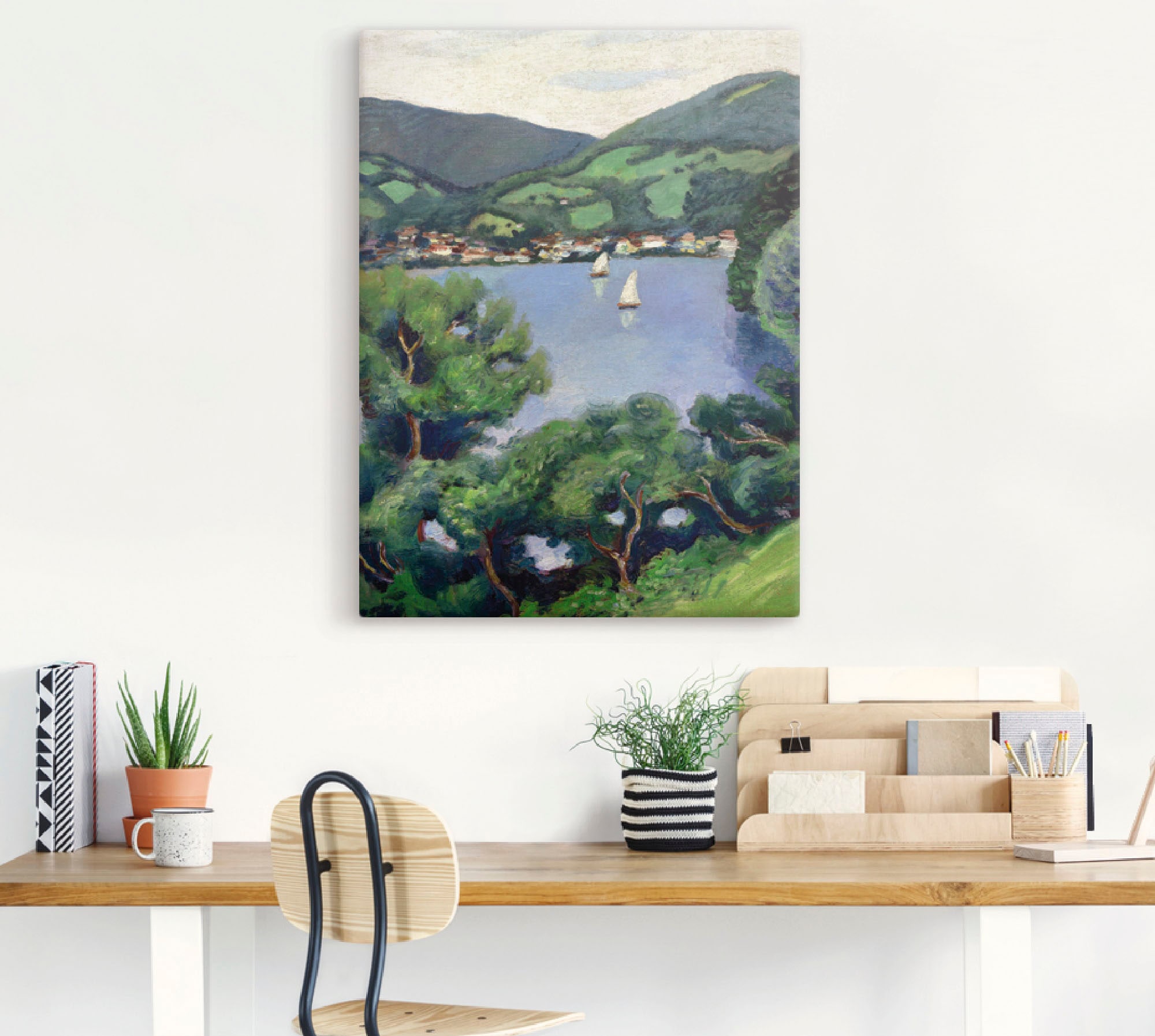 Artland Leinwandbild »Ansicht vom Tegernsee«, Gewässer, (1 St.), auf Keilrahmen gespannt