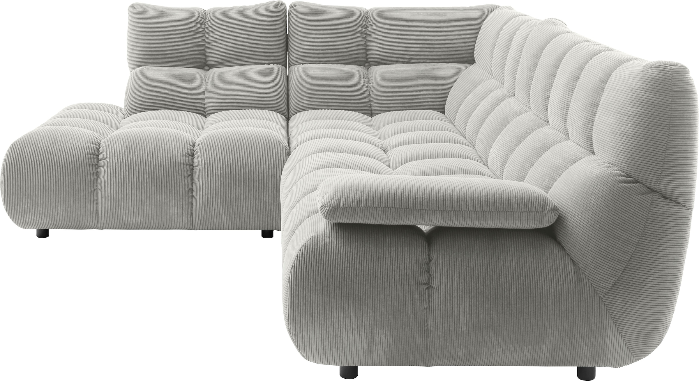 Home affaire Canapé d'angle »Cozy Bubble, mit klappbarer Armlehne, Breite 324 cm« avec matelassage élégant, housse intégrale & rembourrage doux