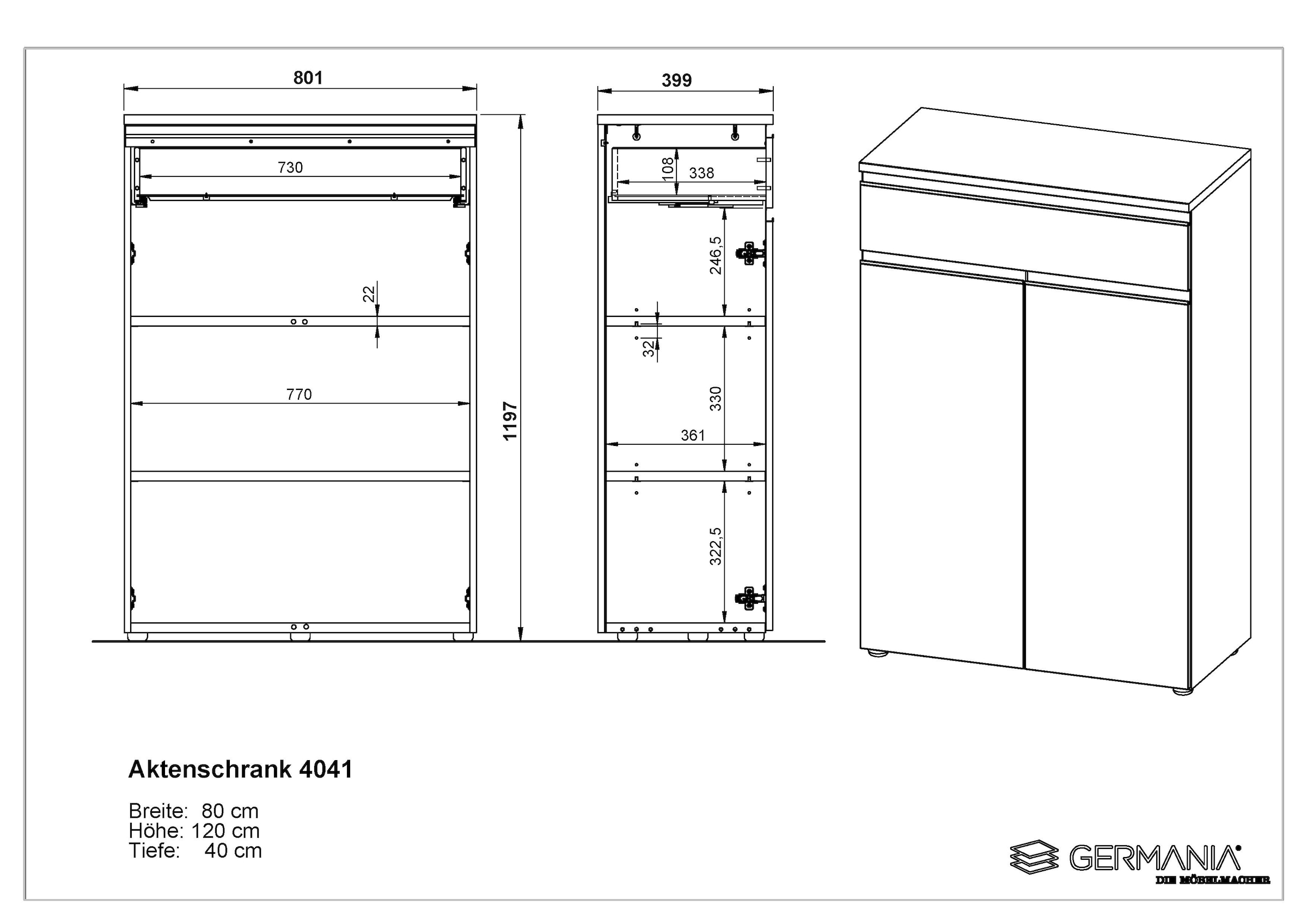GERMANIA Büromöbel-Set »Lemont« 3 Stk. tlg. Set bestehend aus 2 Aktenschränke 4040 und 1 Aktenschrank 4041