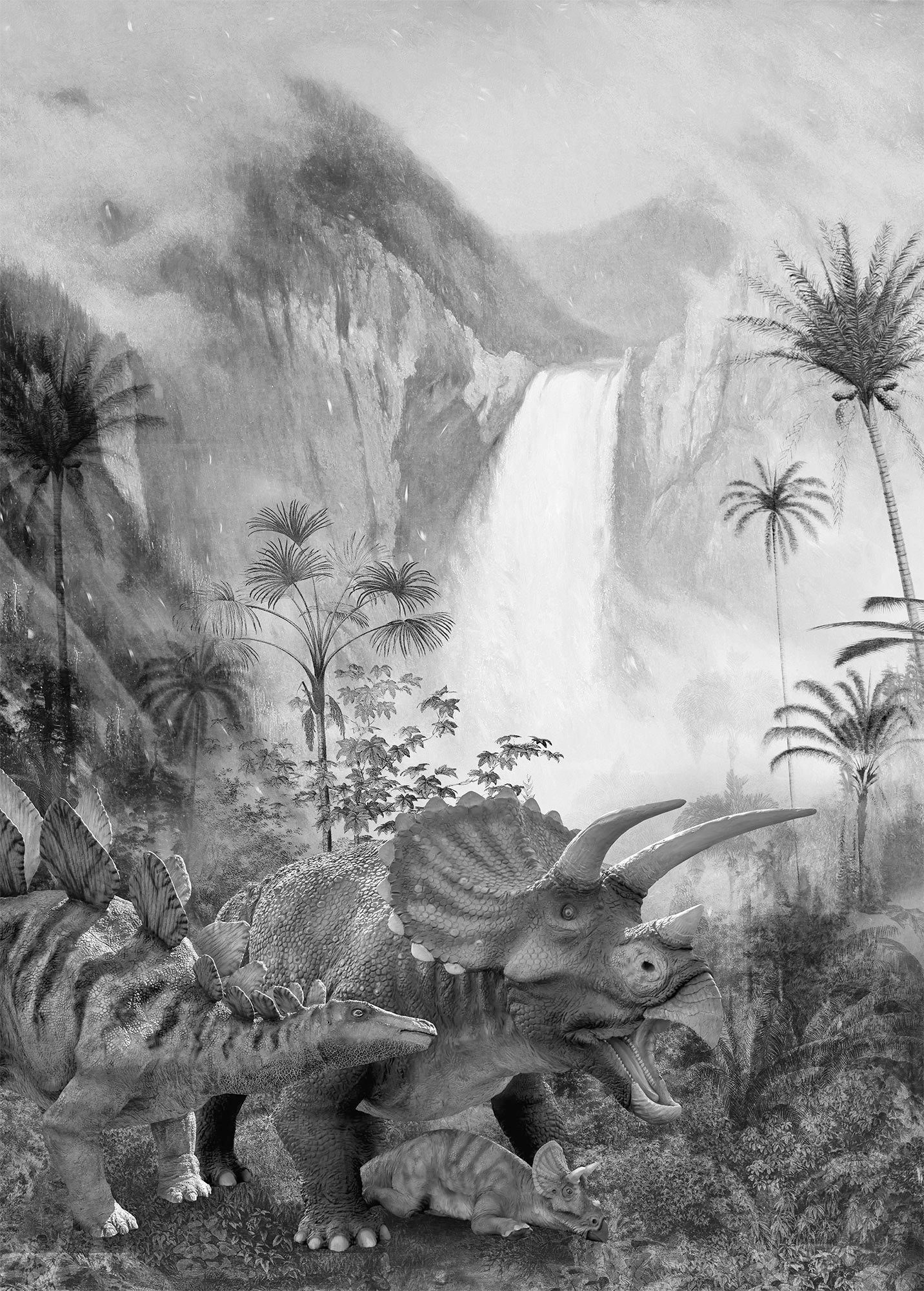 Image of Komar Fototapete »Jurassic Waterfall«, bedruckt-Comic-Retro-mehrfarbig, BxH: 200x280 cm bei Ackermann Versand Schweiz