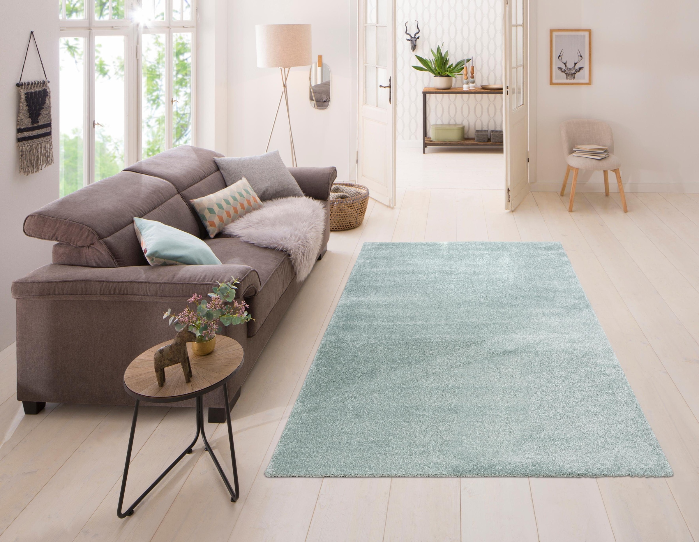 Teppich, fürs rechteckig, Wohnzimmer einfarbig, kaufen weich, Pastell-Farben, andas »Thea«, Teppich günstig