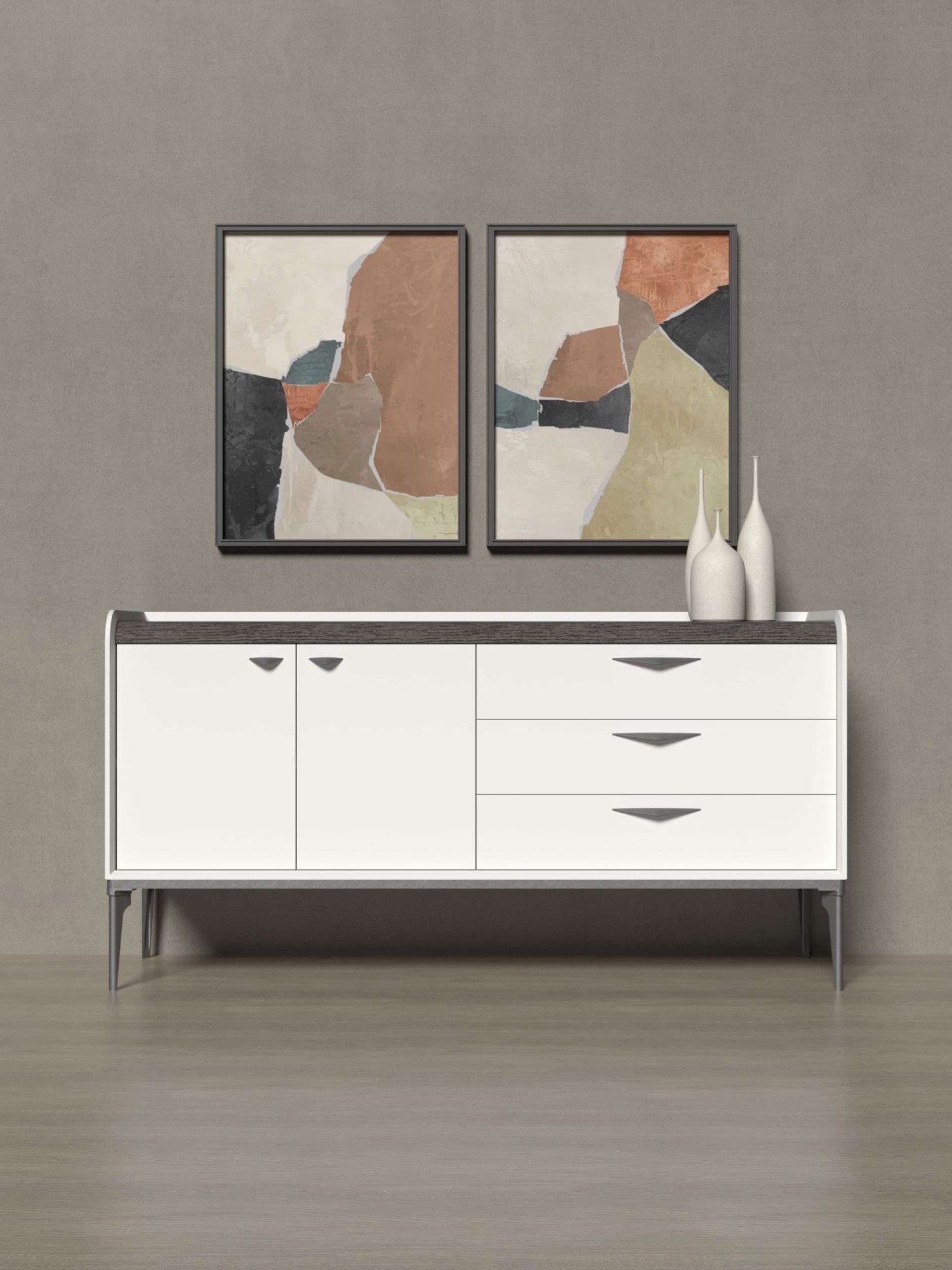 Image of GOODproduct Kommode "Soffy Kombikommode, Sideboard, Schubladenkommode" UV lackiert, Soft Close Funktion, Metallgestell in Anthrazit Dekor