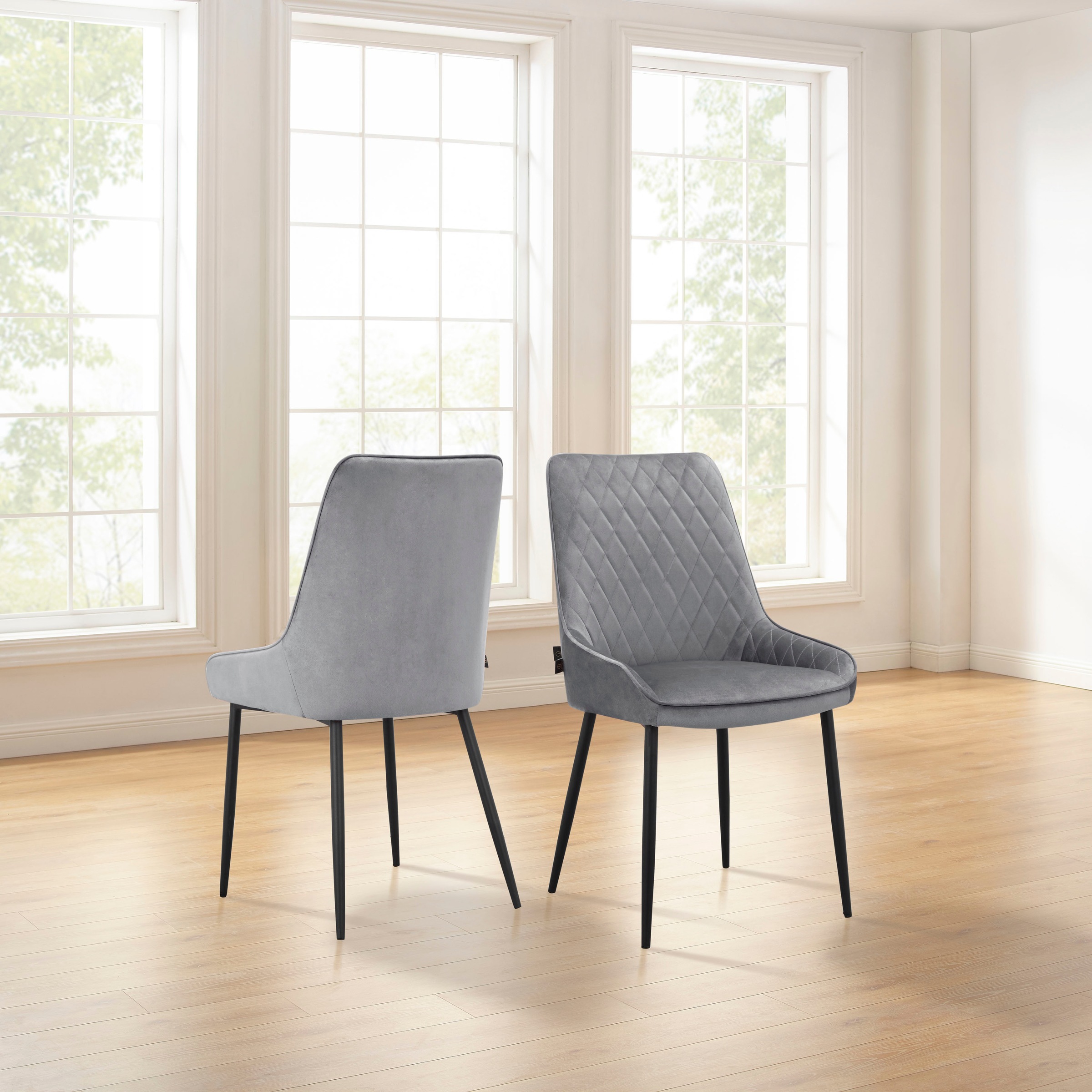 Leonique Esszimmerstuhl »Tournebu«, 2 St., Veloursstoff, Sitz und Rücken gepolstert, Velourstoff mit Steppung, Sitzhöhe 45 cm