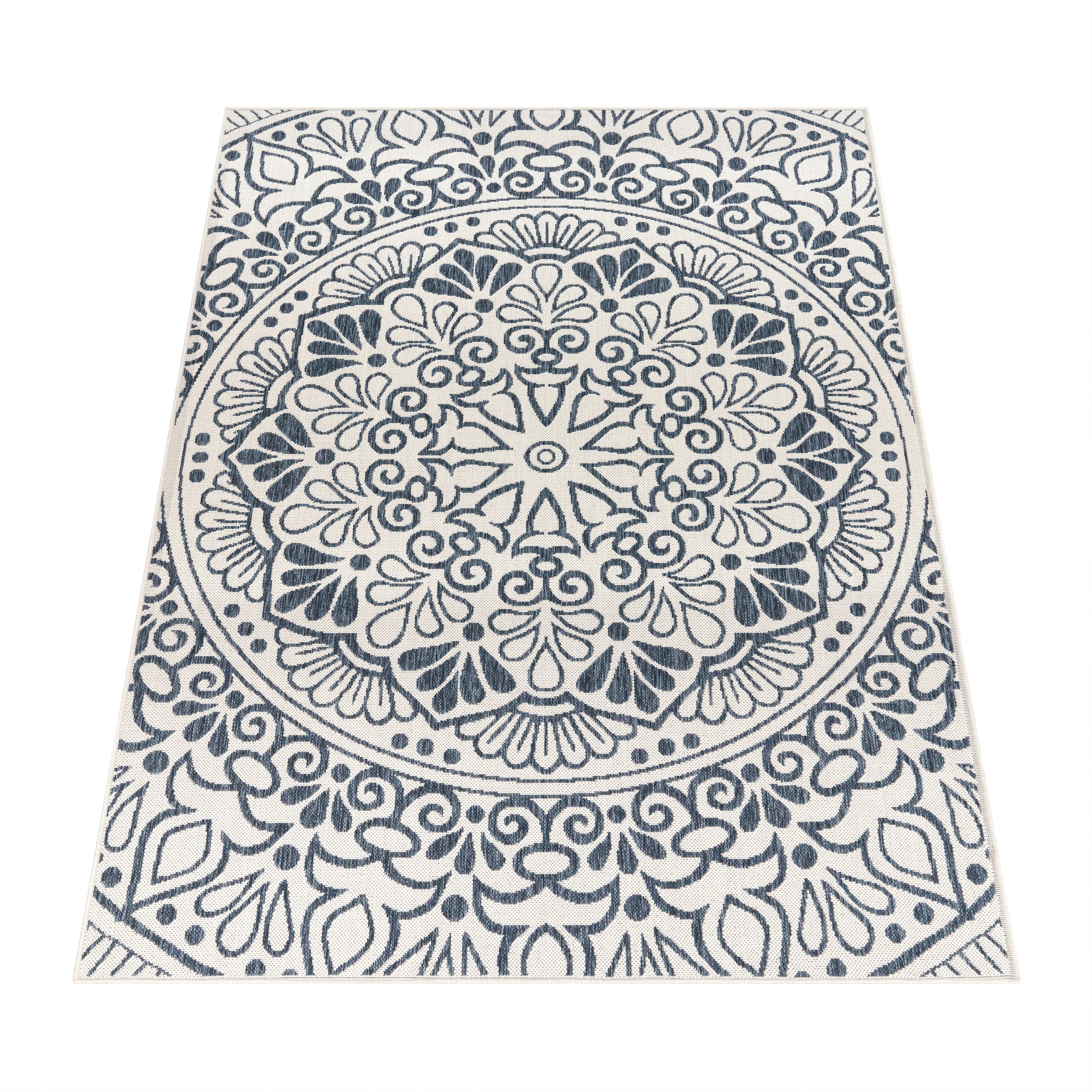 Paco Home Teppich »Coco 205«, rechteckig, 4 mm Höhe, Flachgewebe, Paisley Muster, In- und Outdoor geeignet