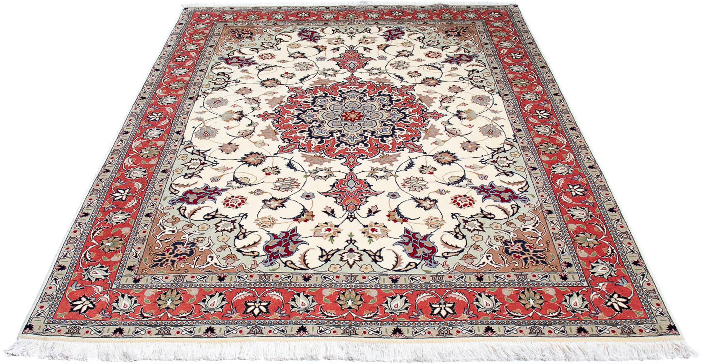 Image of morgenland Orientteppich »Perser - Täbriz - Royal - 205 x 146 cm - beige«, rechteckig, 7 mm Höhe, Wohnzimmer, Handgeknüpft, Einzelstück mit Zertifikat bei Ackermann Versand Schweiz