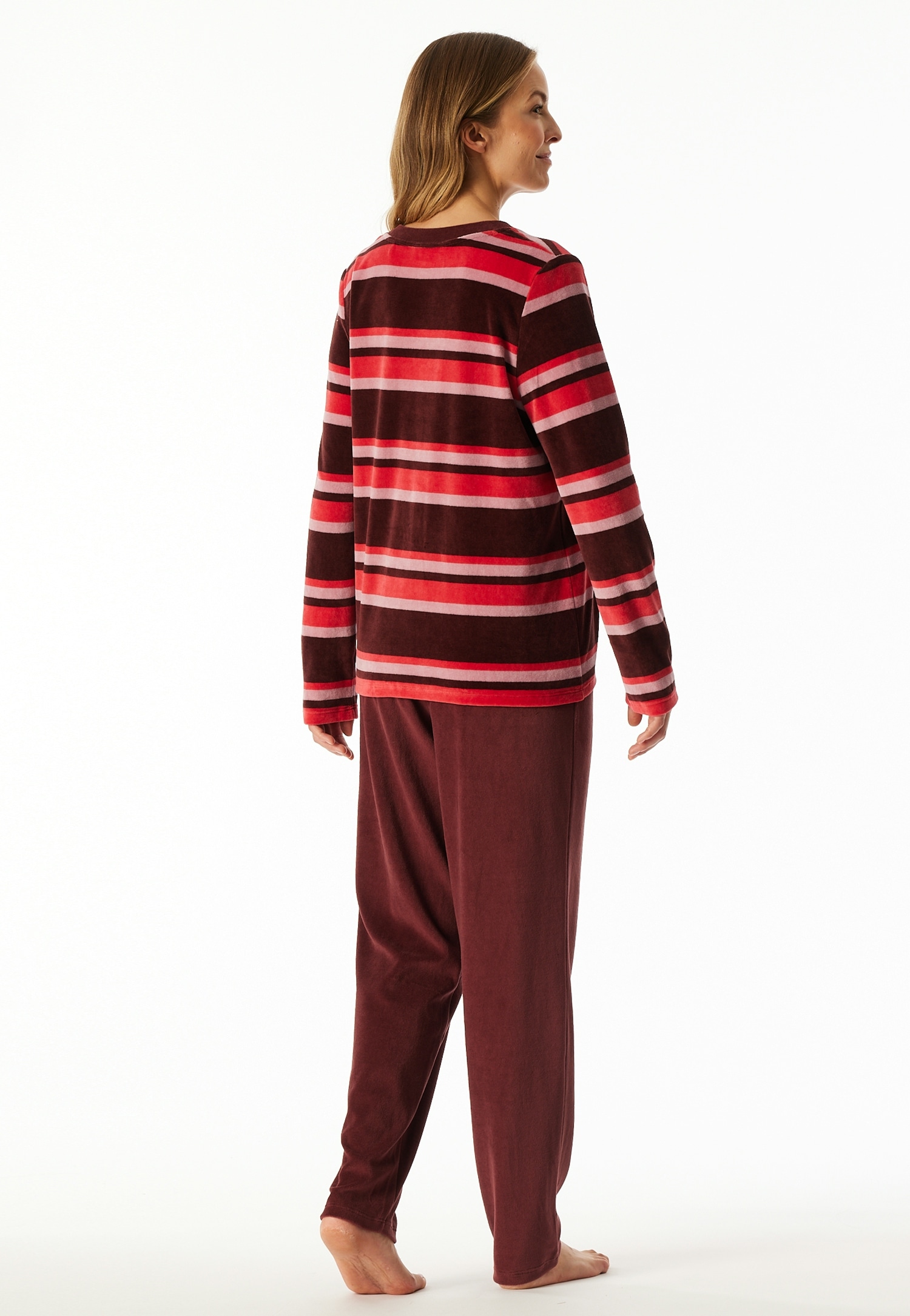 Schiesser Pyjama »Comfort Nightwear« 2 cuis tlg., Baumwollmischung, V-Ausschnitt, langärmelig, Velour-Qualität