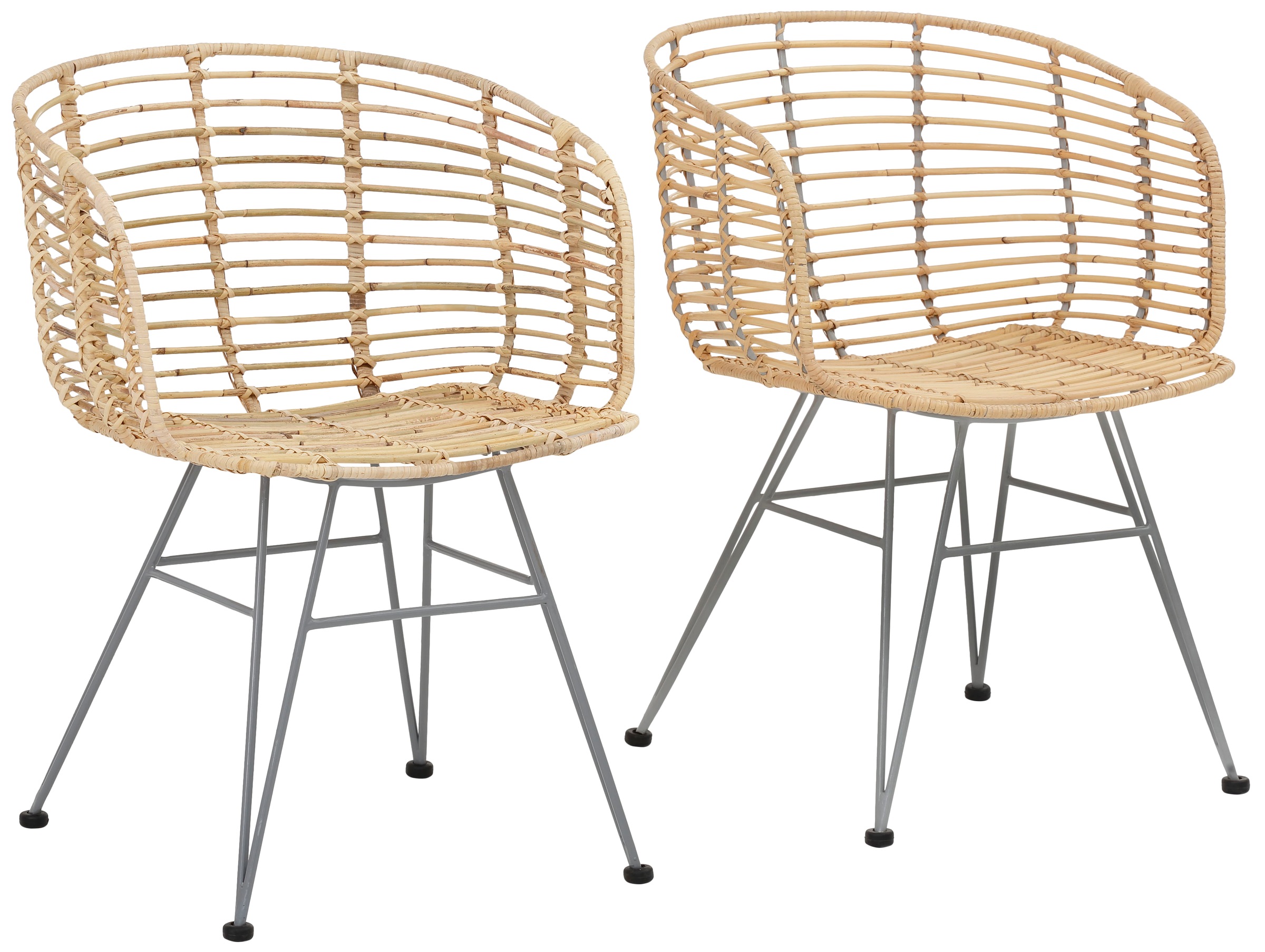Image of Home affaire Esszimmersessel »Jaik«, 2er Set, aus einem schönen Rattangeflecht, mit silberfarbenen Metallgestell bei Ackermann Versand Schweiz