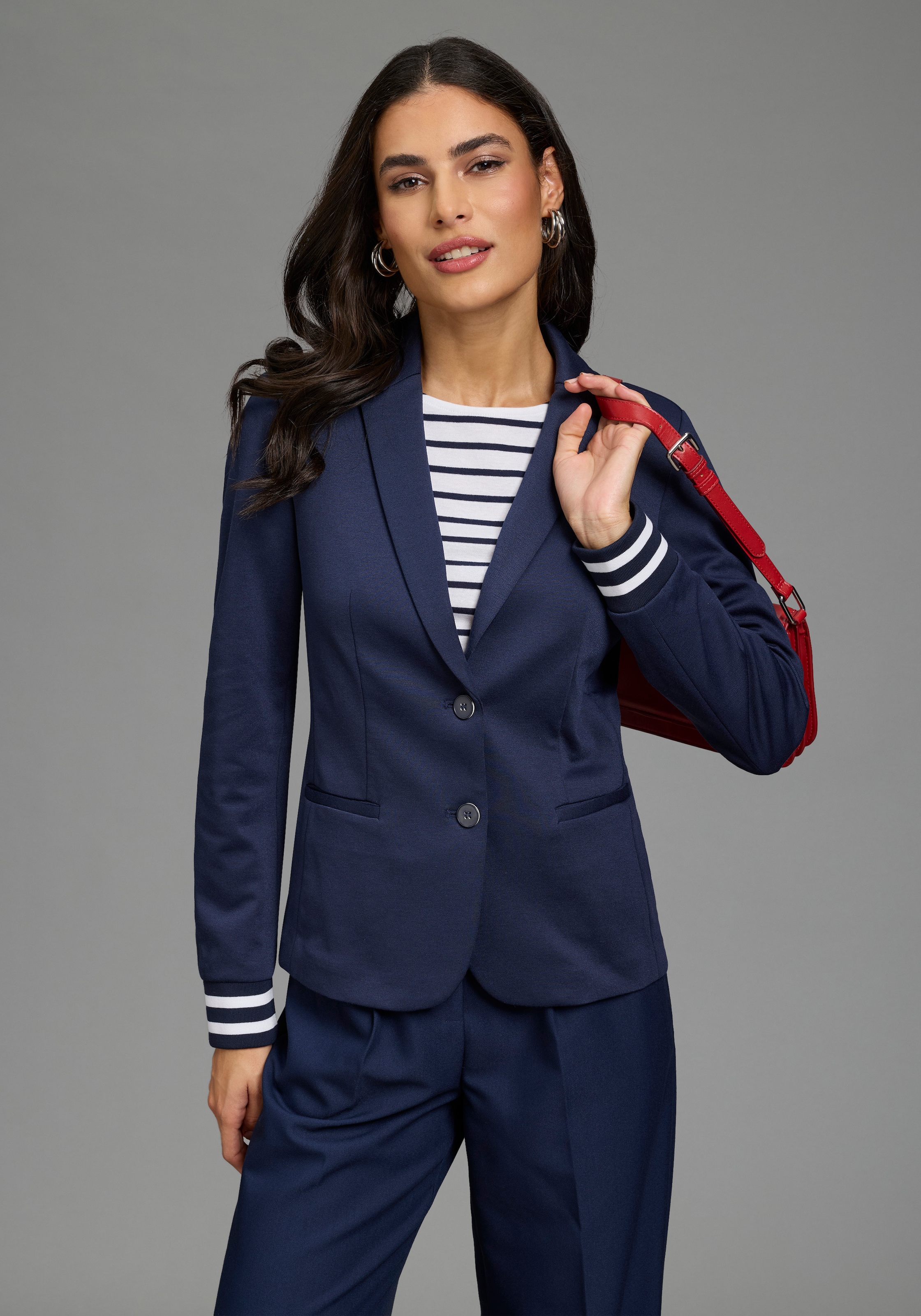 Image of Laura Scott Kurzblazer im sportiven Look mit gestreiften Rippbündchen