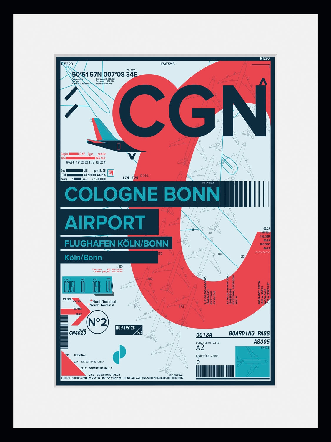 Image of queence Bild "CGN AIRPORT" Deutschland Fashion Flugzeuge Gebäude Köln Magazincover Mode 1 Stk. tlg. HD Premium Poster-Druck inkl. Holzrahmen