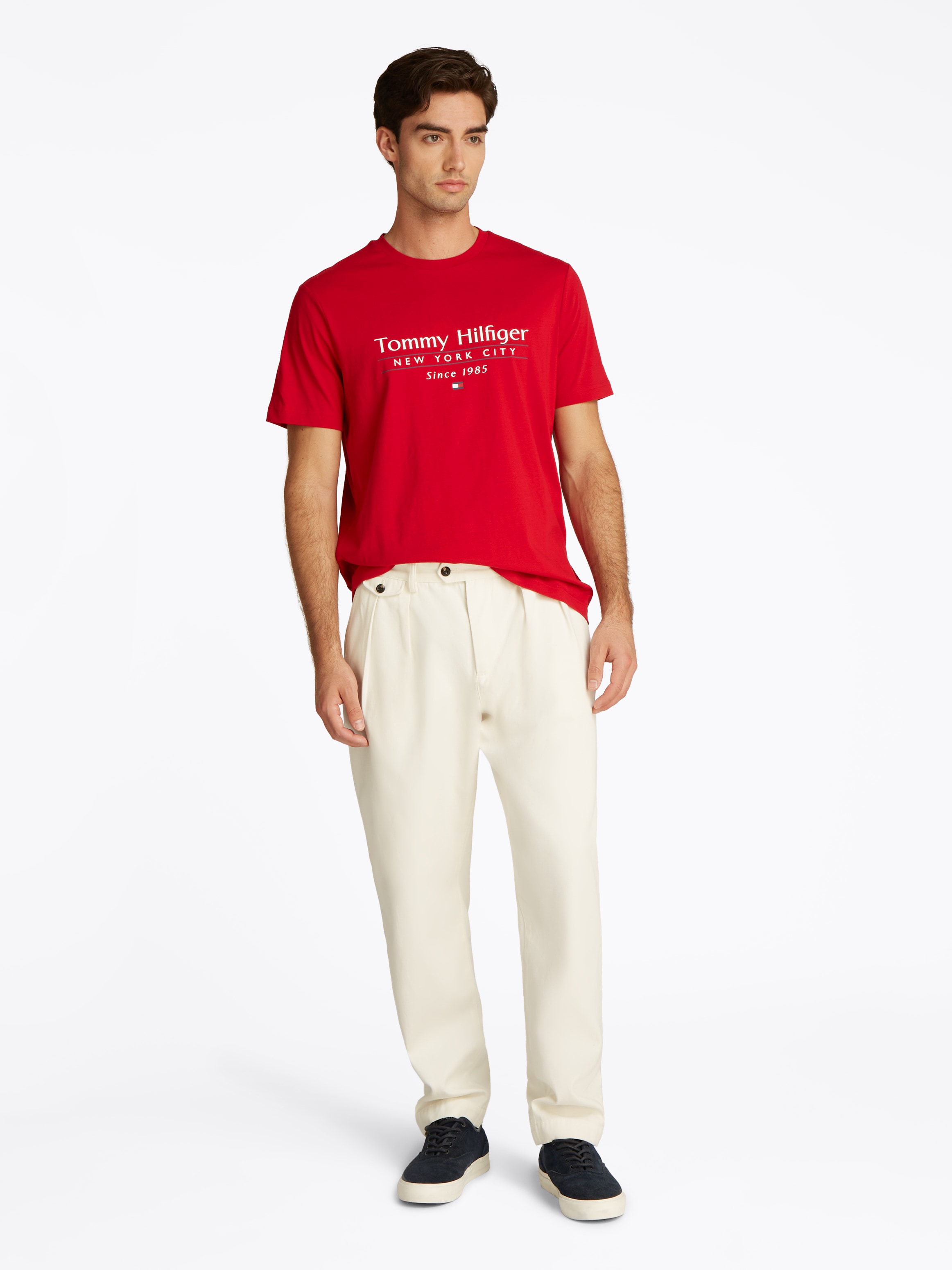 Tommy Hilfiger T-Shirt »HILFIGER CENTER STACK TEE«, mit grossem Schriftprint
