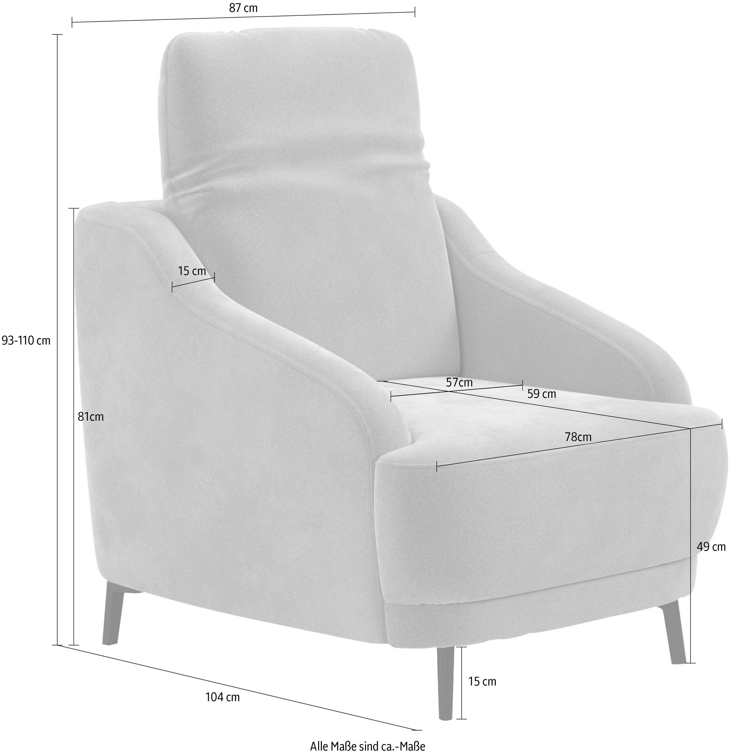sit&more Sessel »Blues«, (1 St.), mit Metallfüssen, schwarz-matt