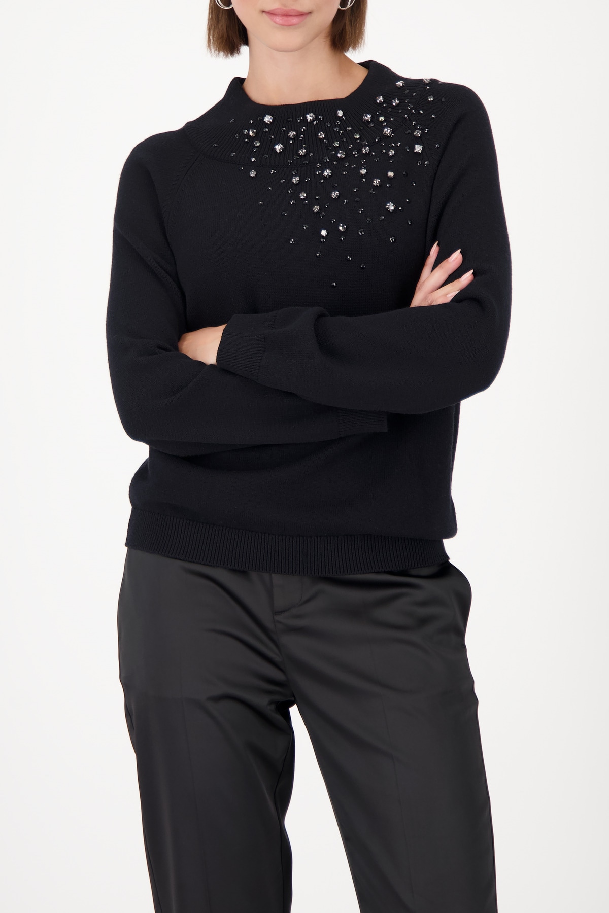 Monari Pull en tricot »Pullover Schmucksteine« Regular fit mit Stehkragen