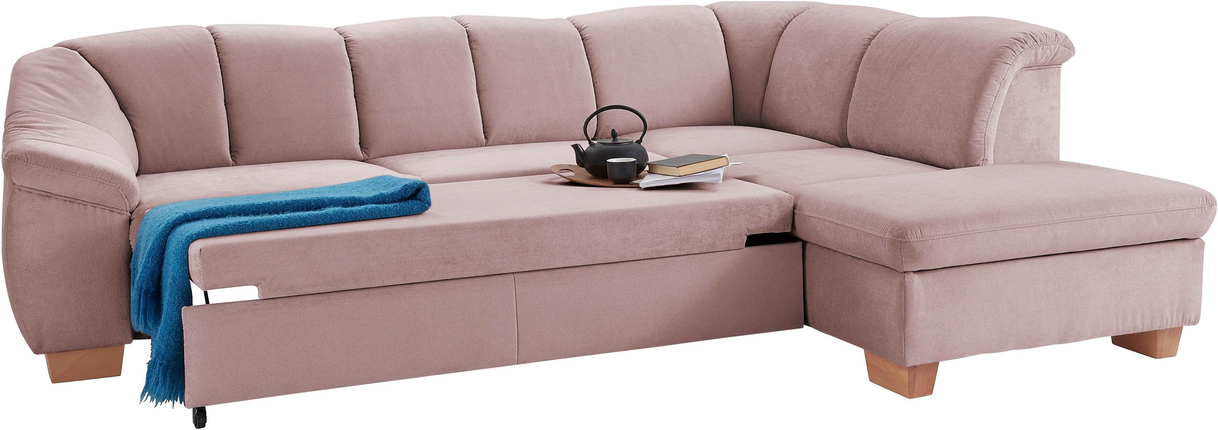 sit&more Ecksofa »Santo L-Form«, mit Federkern, wahlweise mit Bettfunktion und Stauraum