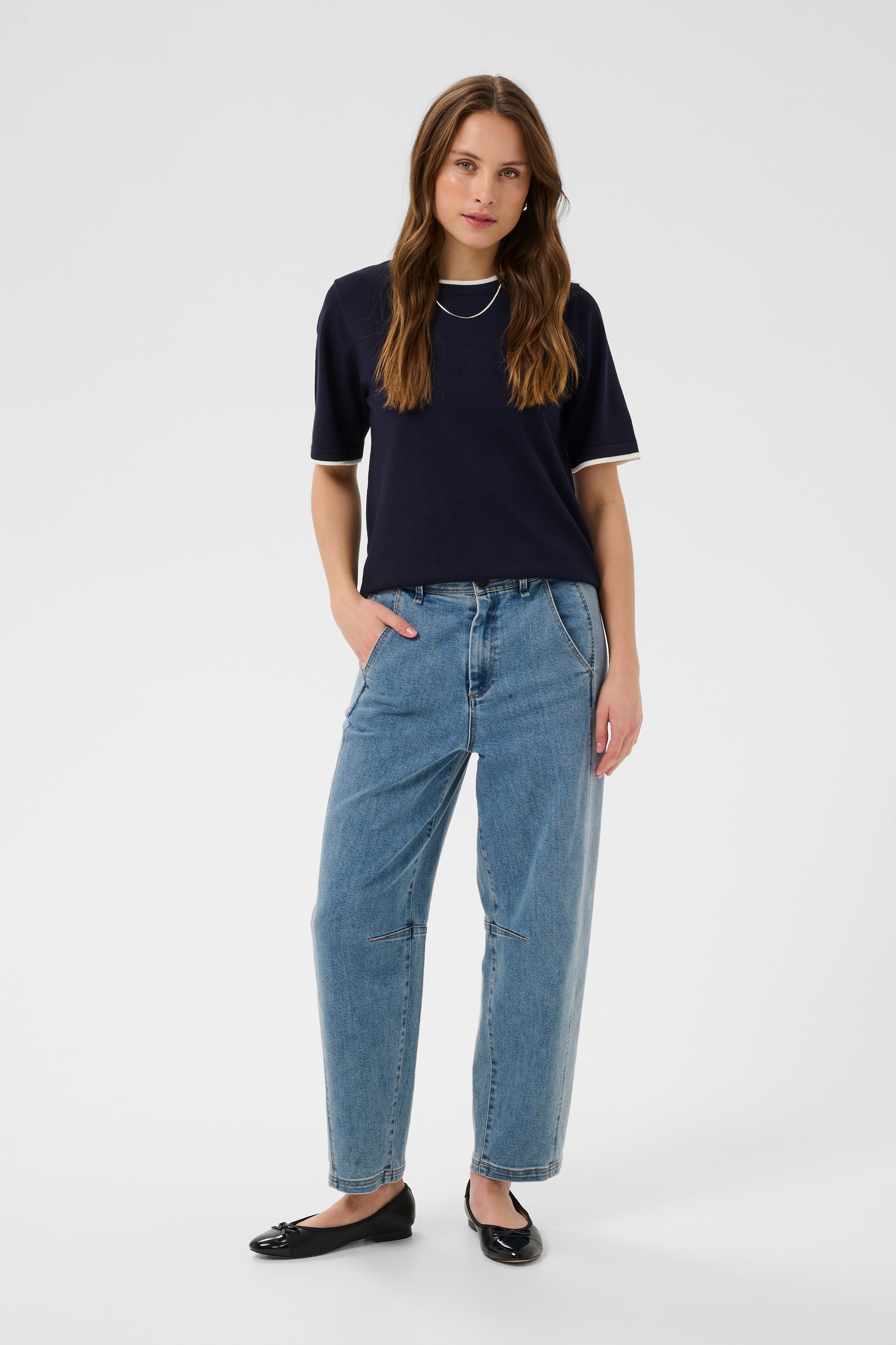 Saint Tropez Pull en tricot »MilaSZ Contrast Stripe SS Pullover« Viskosemischung, Regular fit